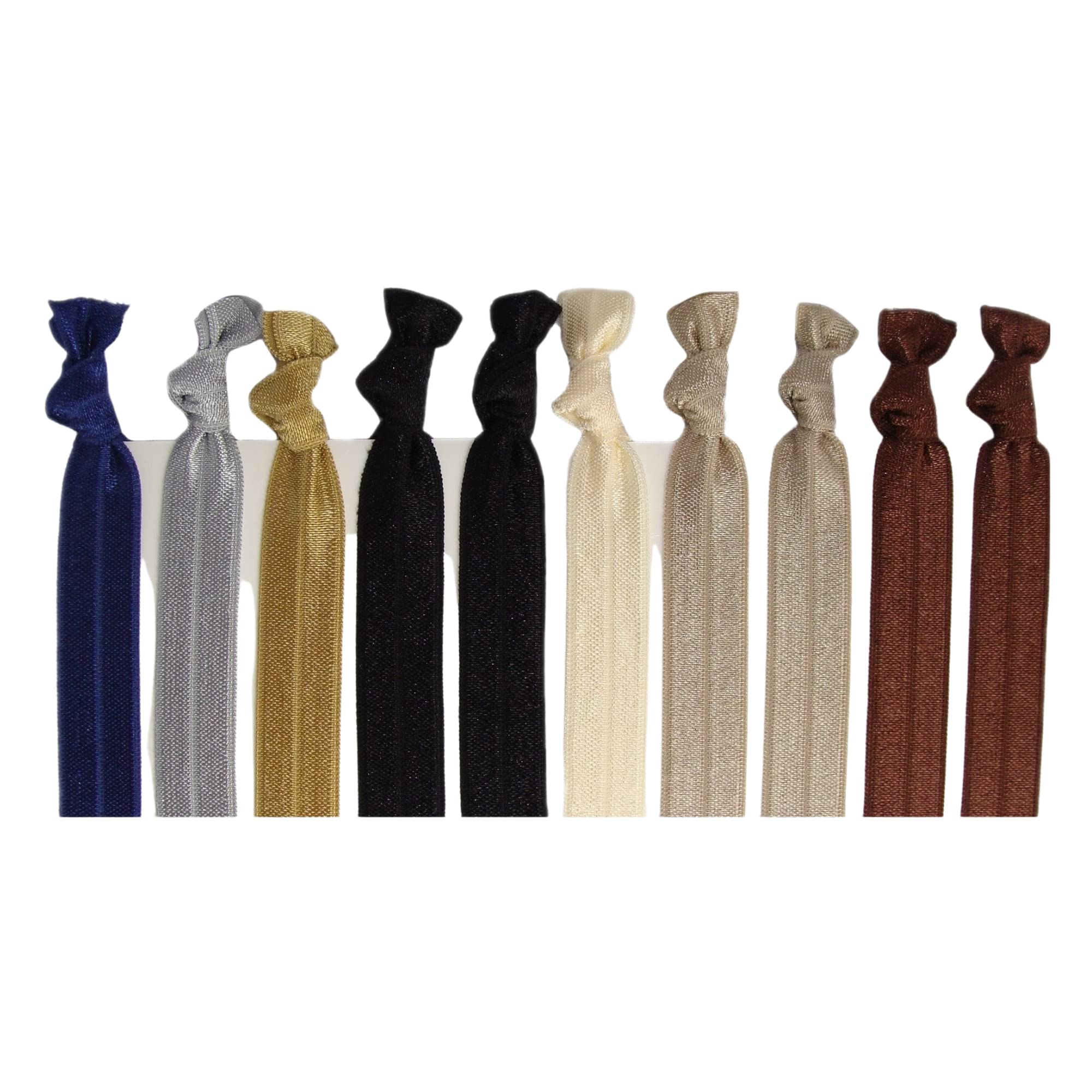 Kenz Laurenz Neutral Tones Hair Ties No Crease Ponytail Holders (Available in Lots of Pack Quantities) - Ouchless Elastic Styling Accessories Ribbon