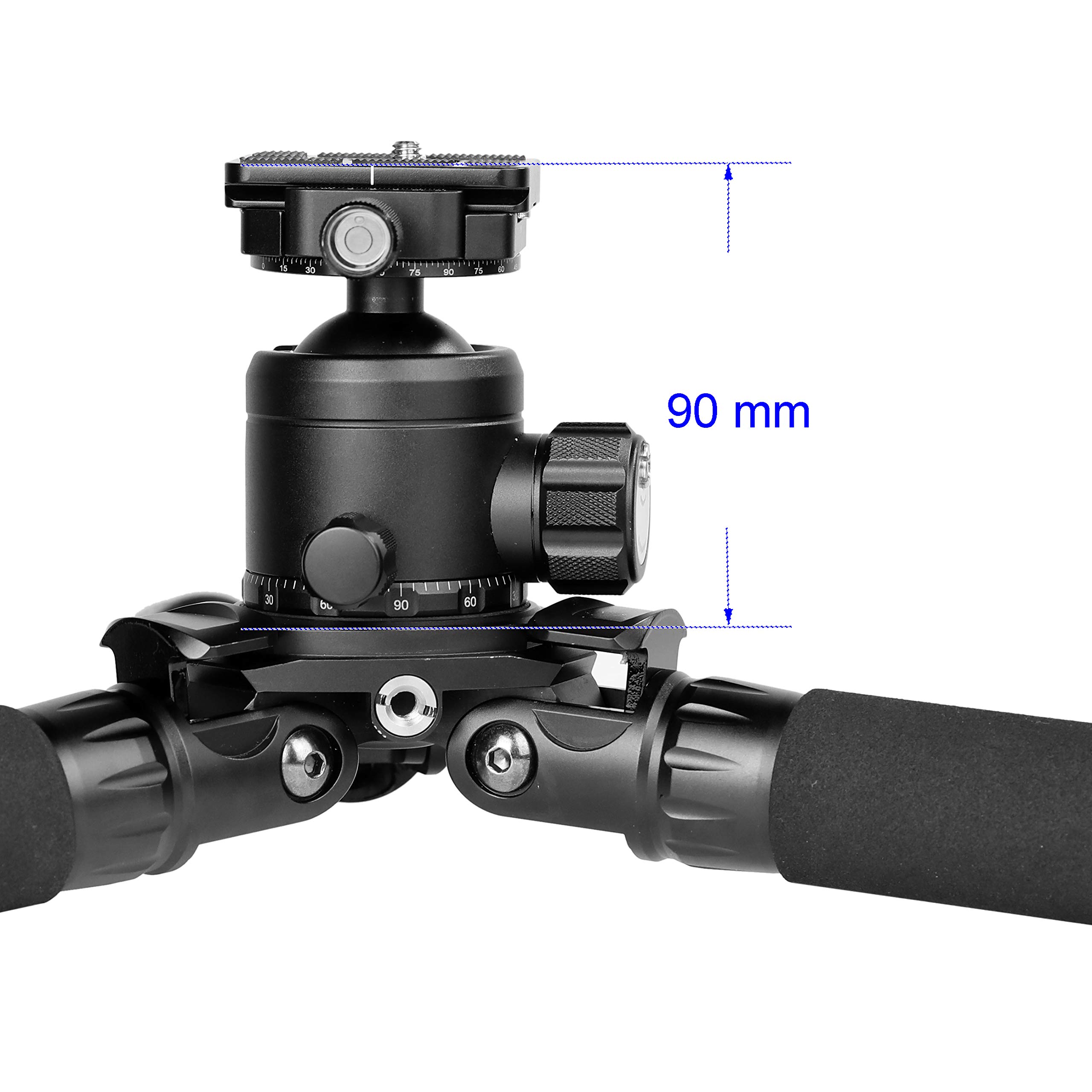 Pyramid Panorama - Testa a sfera per treppiede, doppia piastra panoramica, 460 g, altezza 9 cm, portata 20 kg, supporto professionale a 360 gradi, compatibile con Arca Swiss