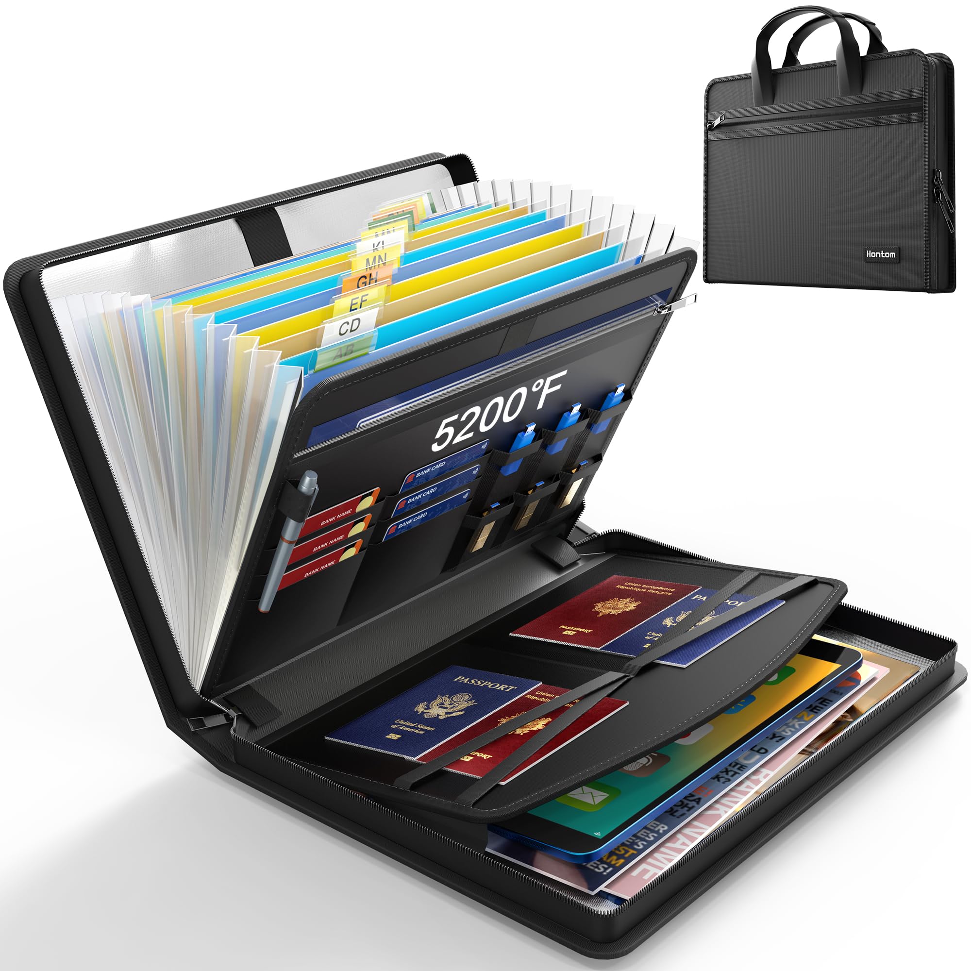 Amazon.com : Hontom Accordion File Organizer,5200℉ Fireproof