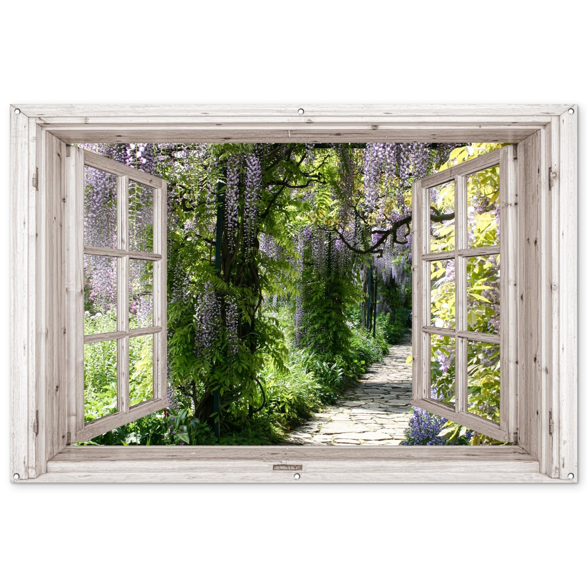 MuchoWow© Garden Poster 70"x47" / 180x120 cm Wall Decor Posters Balcony Accessories Outdoor Decorations Gardens Outside Art Decoration Wisteria - Flowers - See-through - Tree - Spring