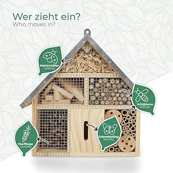 FOUR FLOOR WOODEN INSECT HOUSE WITH METAL ROOF