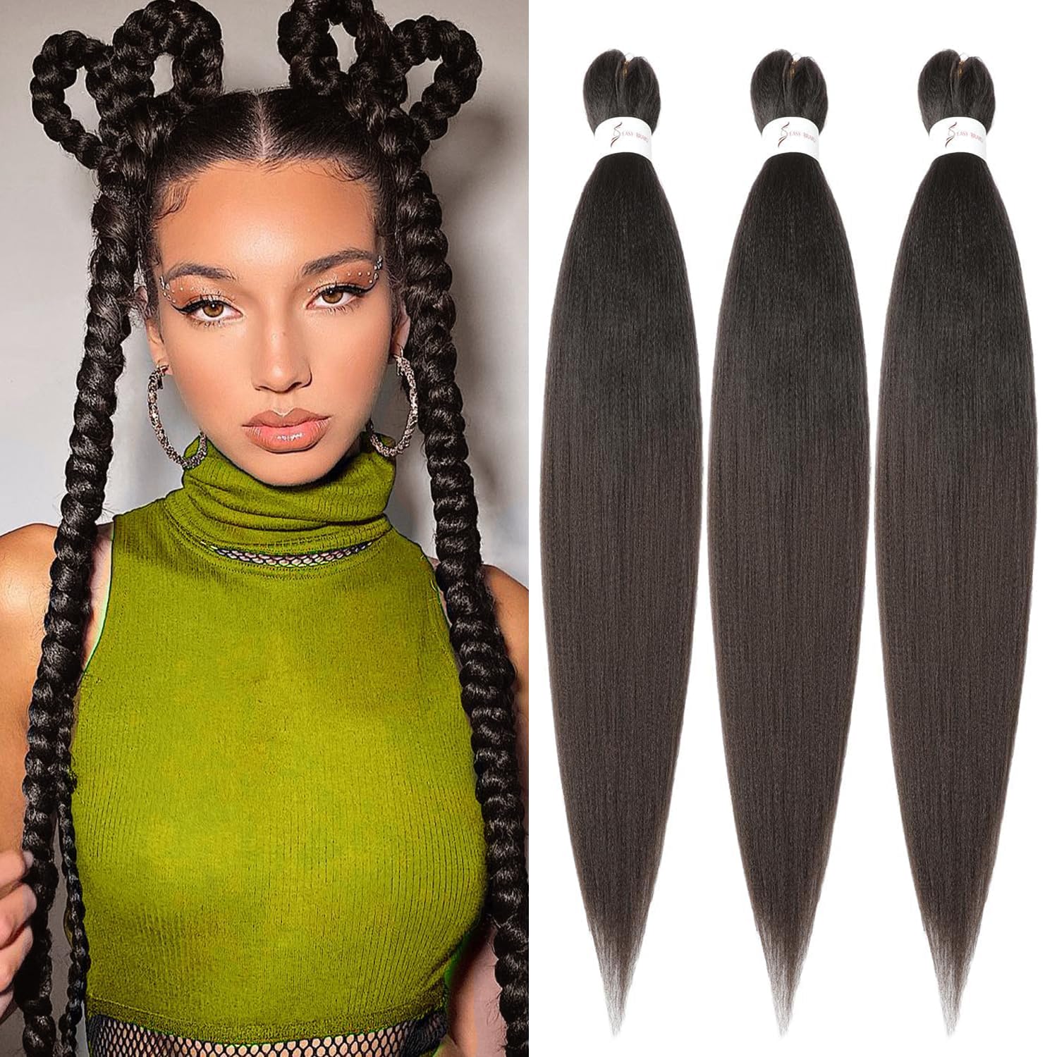YDDM Capelli Per Treccine Africane Rosa Extension Treccine Texture Yaki Easy Install per Principianti 20 Pollici 3 Pezzi Capelli Leggeri e Naturali per Box Braids, Twist e Crochet — view 25