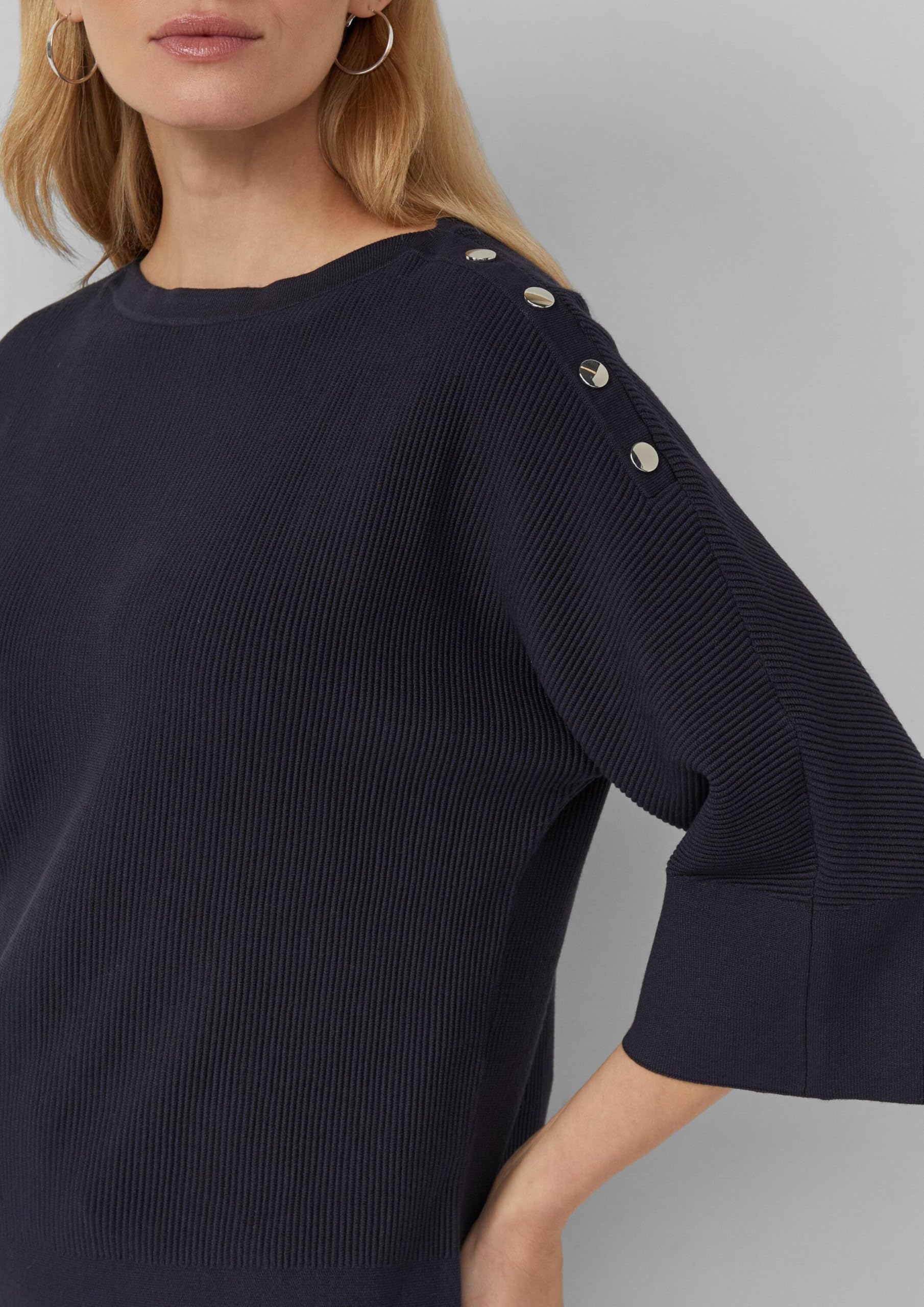 s.Oliver Strukturierter Pullover Relaxed Fit Zierknopfleiste
