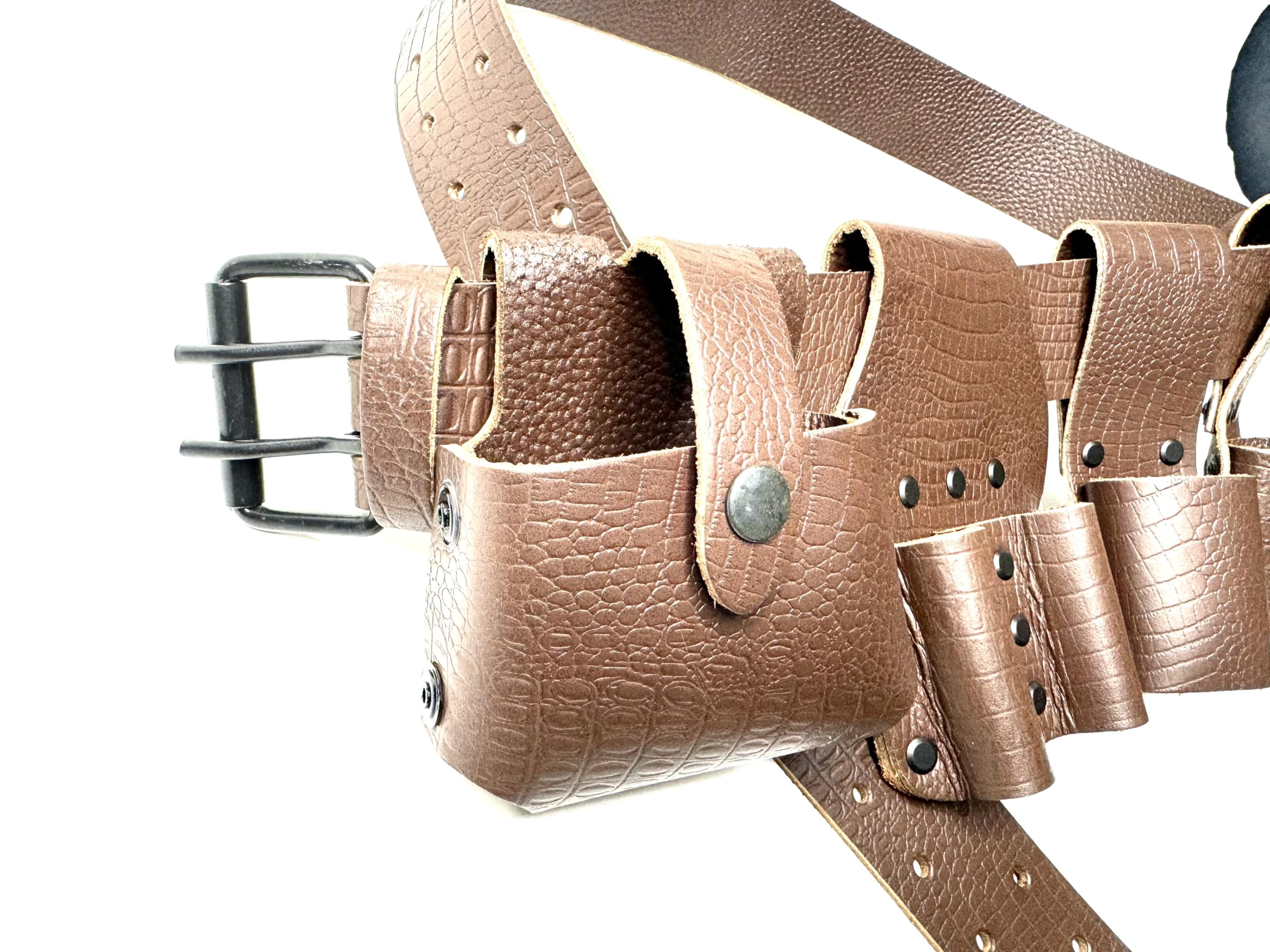 BBI LIMITED Scaffold Leather Tool Set Belt with Ratchet Podger Spanner Hammer Tape Level Holder (Brown, 30 - 48 inches) - Image 3