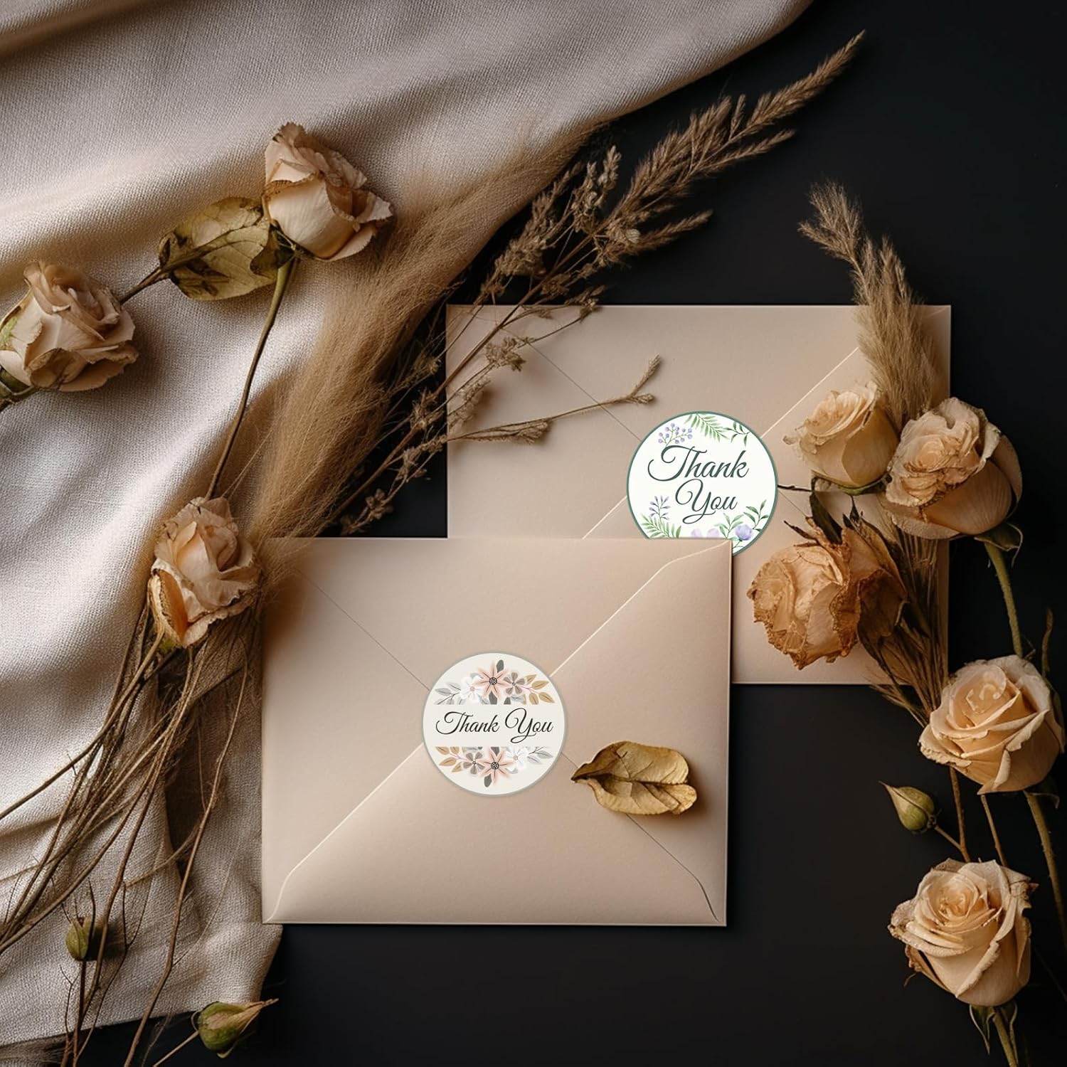 Thank You Stickers 2 inch Round, 500pcs Classic Flower Waterproof Floral Thank You Stickers for Packaging, Thank You for Supporting My Small Business Stickers - Image 3