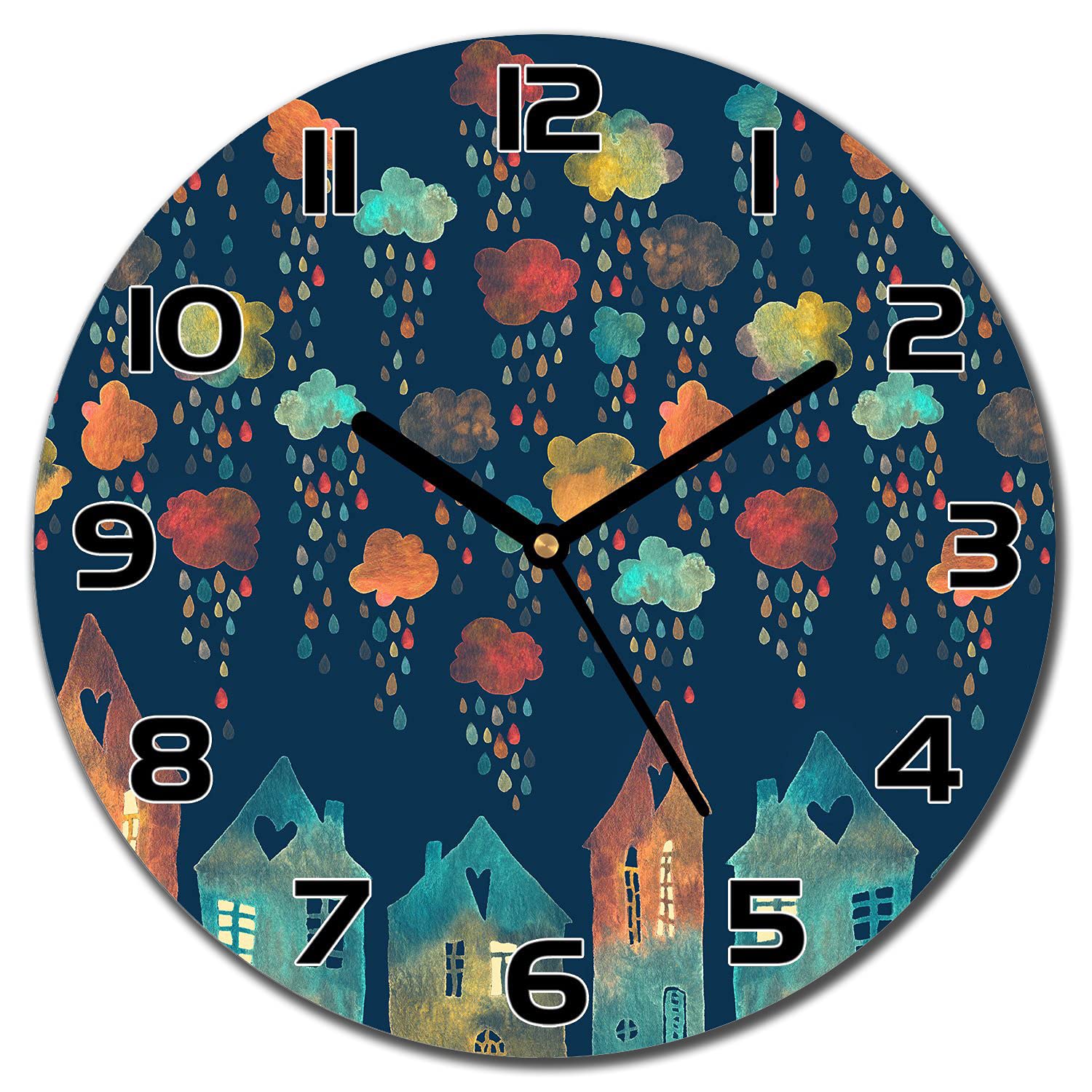 Horloge en verre moderne 30 cm Coloray horloge murale cuisine et salon design aiguilles noires