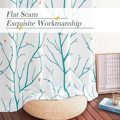 Miniatura 7 de NICETOWN - Cortinas blancas para oscurecer, con aislamiento térmico y ojales, pétalos de flores, bloquea la luz, para sala y dormitorio, verde