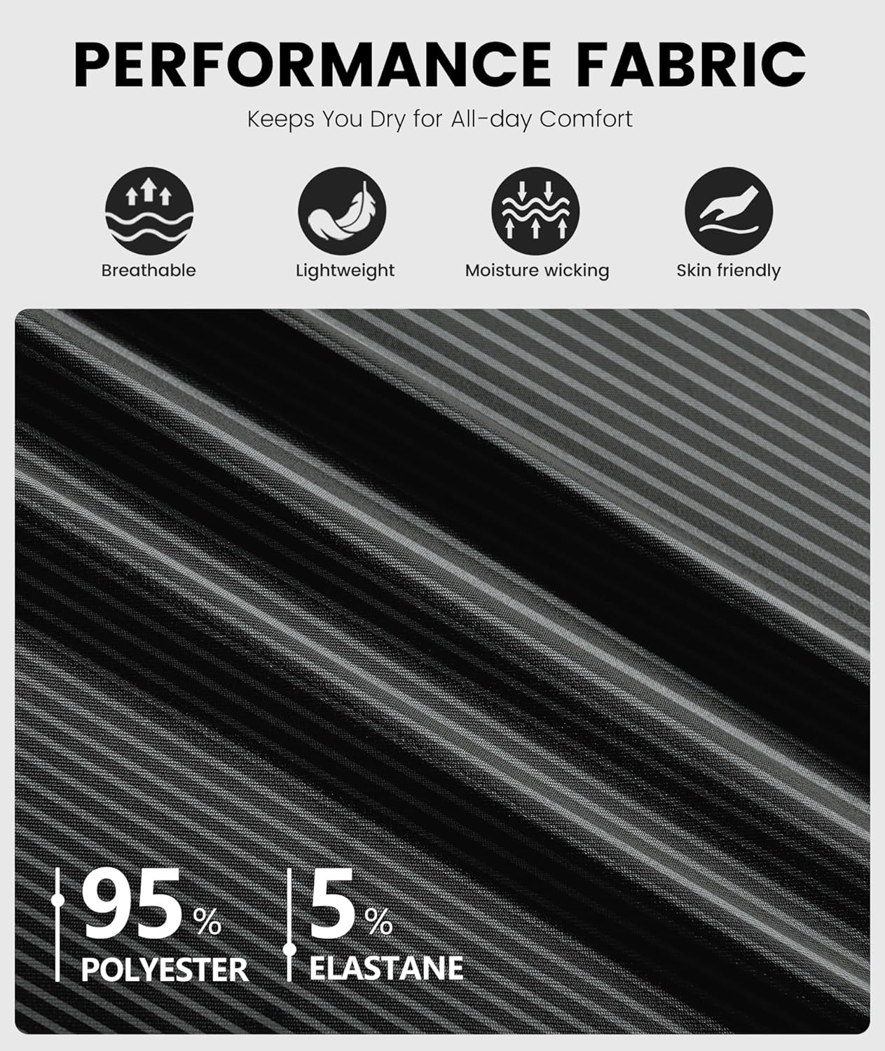 ZITY Men Golf Polo Shirts Short Sleeve Striped UPF 50+ Moisture Wicking Casual Collared Print T-Shirt for Men - Image 5