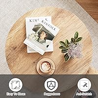 Vista 5 de Garden 4 you Mesa de Centro Anidable, Juego de Mesa de Centro Redonda de 23.6", Juego de 2 Mesas Anidables de Madera con Marco de Metal, Mesas Marrón