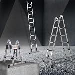 A-Frame Telescoping Ladder 3.8M Dual Purpose Stainless Steel Telescopic Ladder with Support Bar Adjustable Lightweight Compact Ladders for Household or RV Outdoor Work,330lb Load Capacity(1.9M+1.9M)