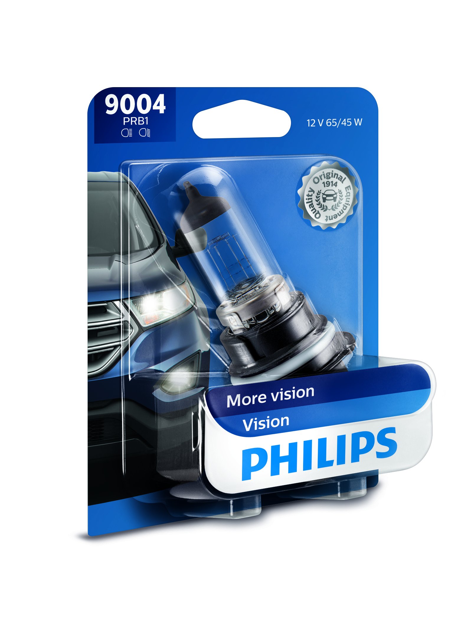 Philips 9004 Vision Upgrade Headlight Bulb with up to 30% More Vision, 1 Pack