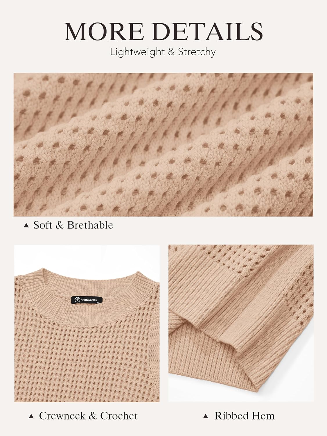 PRETTYGARDEN Summer Crochet Tank Tops for Women 2026 Casual Crewneck Hollow Out Loose Knit Sleeveless Sweater Vest Top Trendy - Image 6