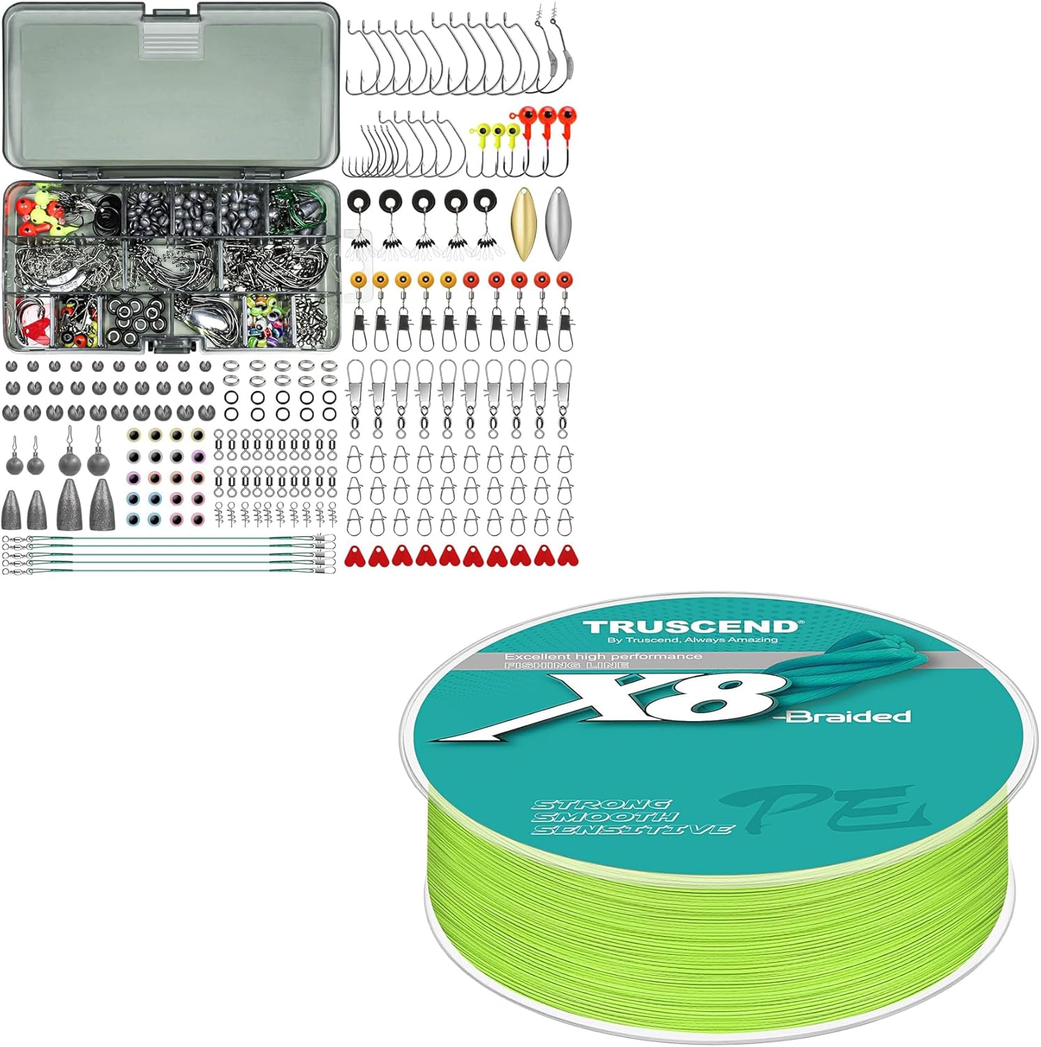 TRUSCEND Widely Used Fishing Bait Rigs Worth Every Penny, Selected Fishing Lures & Tackle Kit for Freshwater Fishing, X8 Braided Fishing Line 20lb-300yds, Fishing Gift for Men