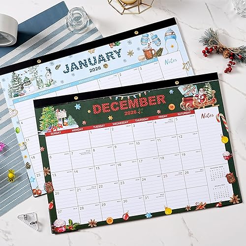 Miniatura 7 de Calendario de escritorio 2026, enero de 2026 a diciembre de 2026, 12 x 17 pulgadas, calendario de 12 meses con protectores de esquina, línea de