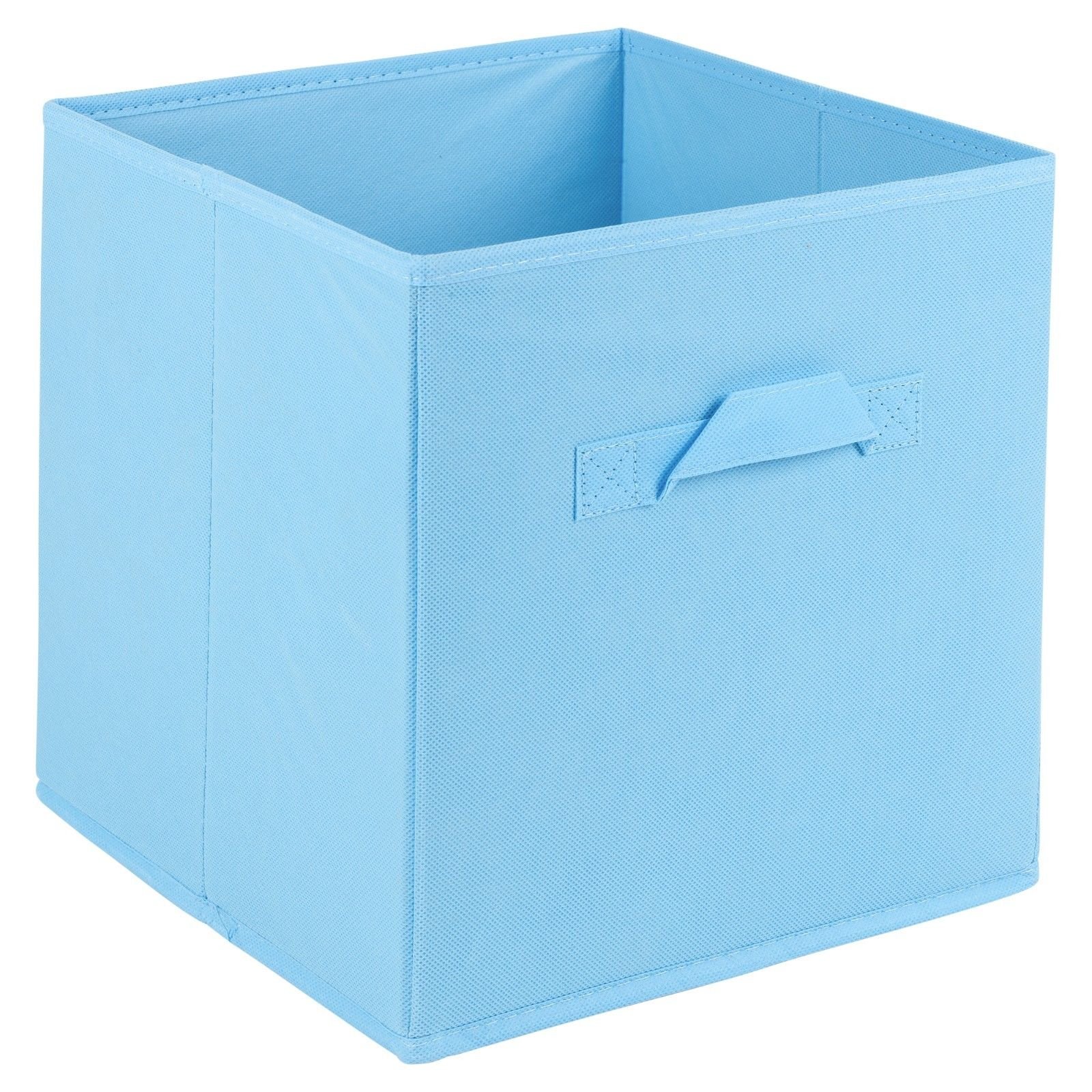 URBNLIVING Collapsible Storage Cube Drawer Box with Carry Handles (Light Blue - Medium)