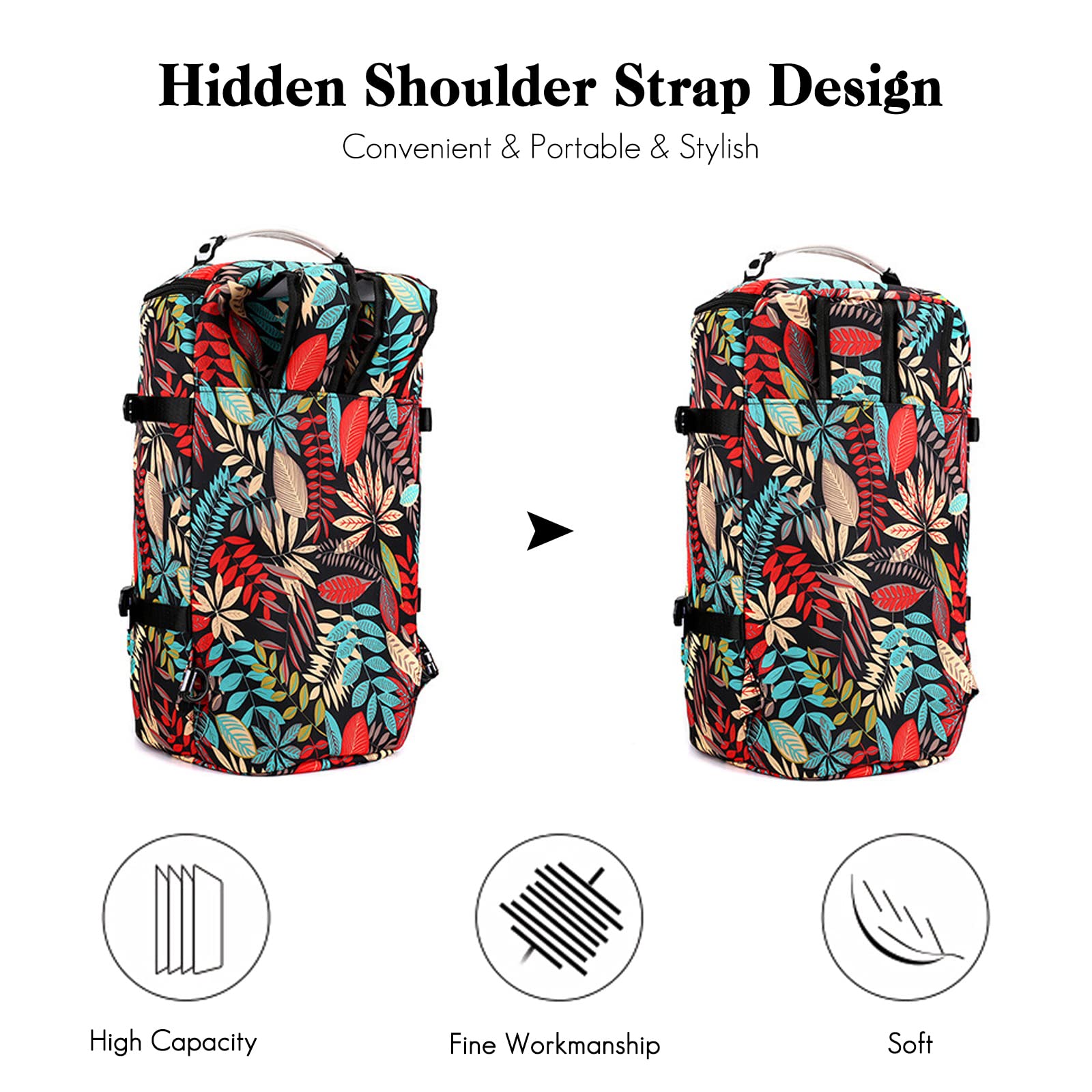FANDARE Borsone da Viaggio Sportivo Grande - Borsa Palestra per Donna e Uomo - Weekender con Tracolla per Laptop, Piscina e Zaino