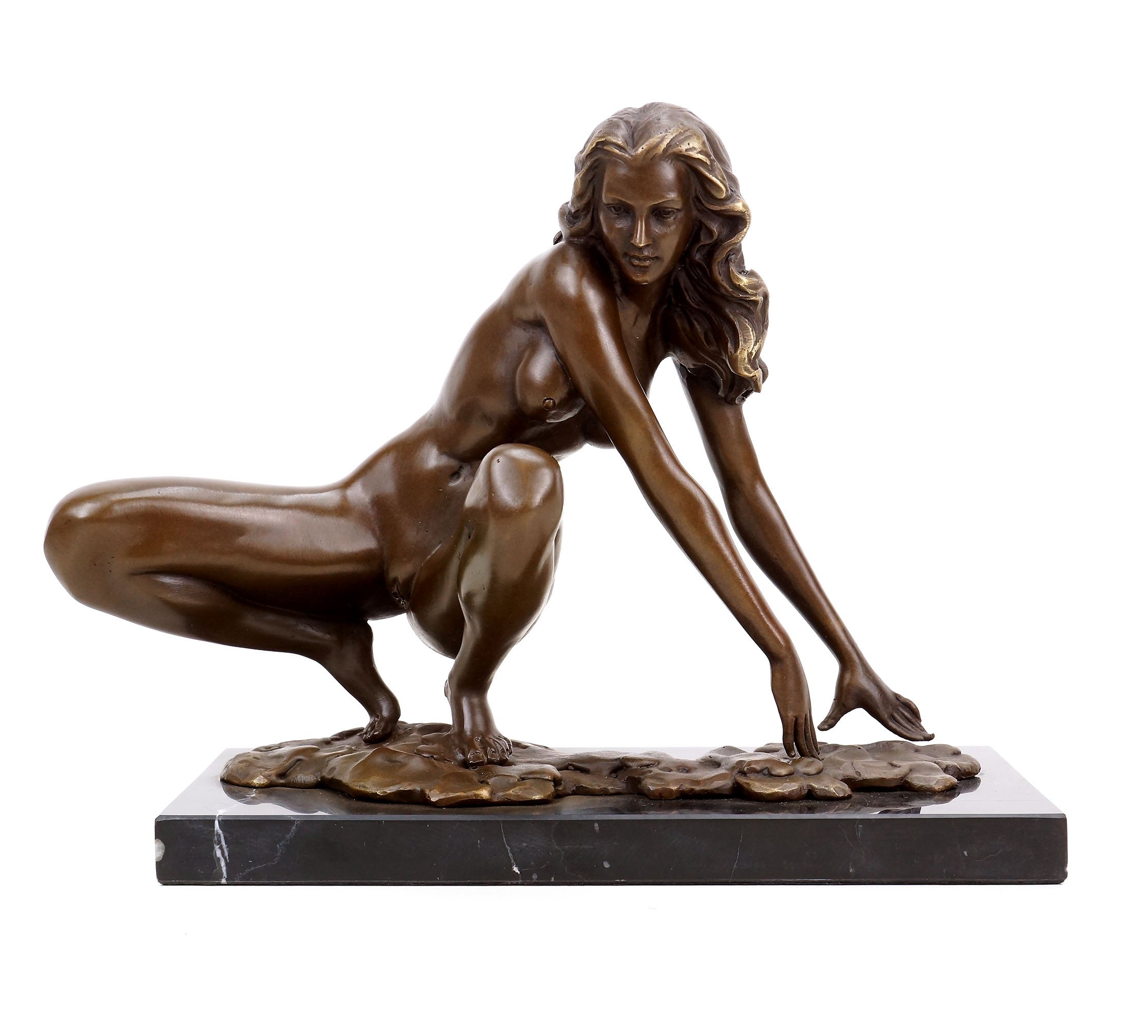 Kunst & Ambiente - Erotik Skulptur - Hockende Amazone - Aktbronze - signiert Césaro - Erotik Akt - Sexy Bronzefigur - Sexy Figuren Kaufen