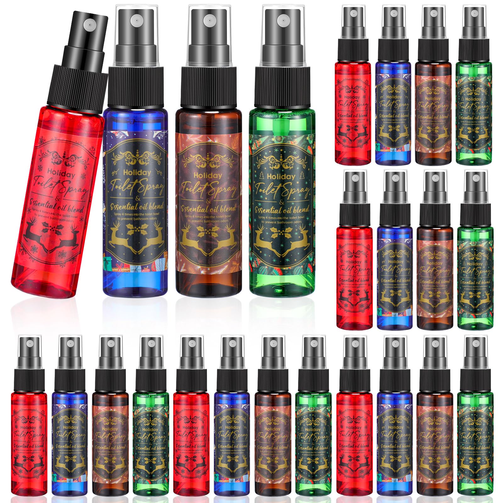 Reallnaive 24 Pcs Christmas Toilet Poop Spray 1 oz Mini Size, 4 Scents