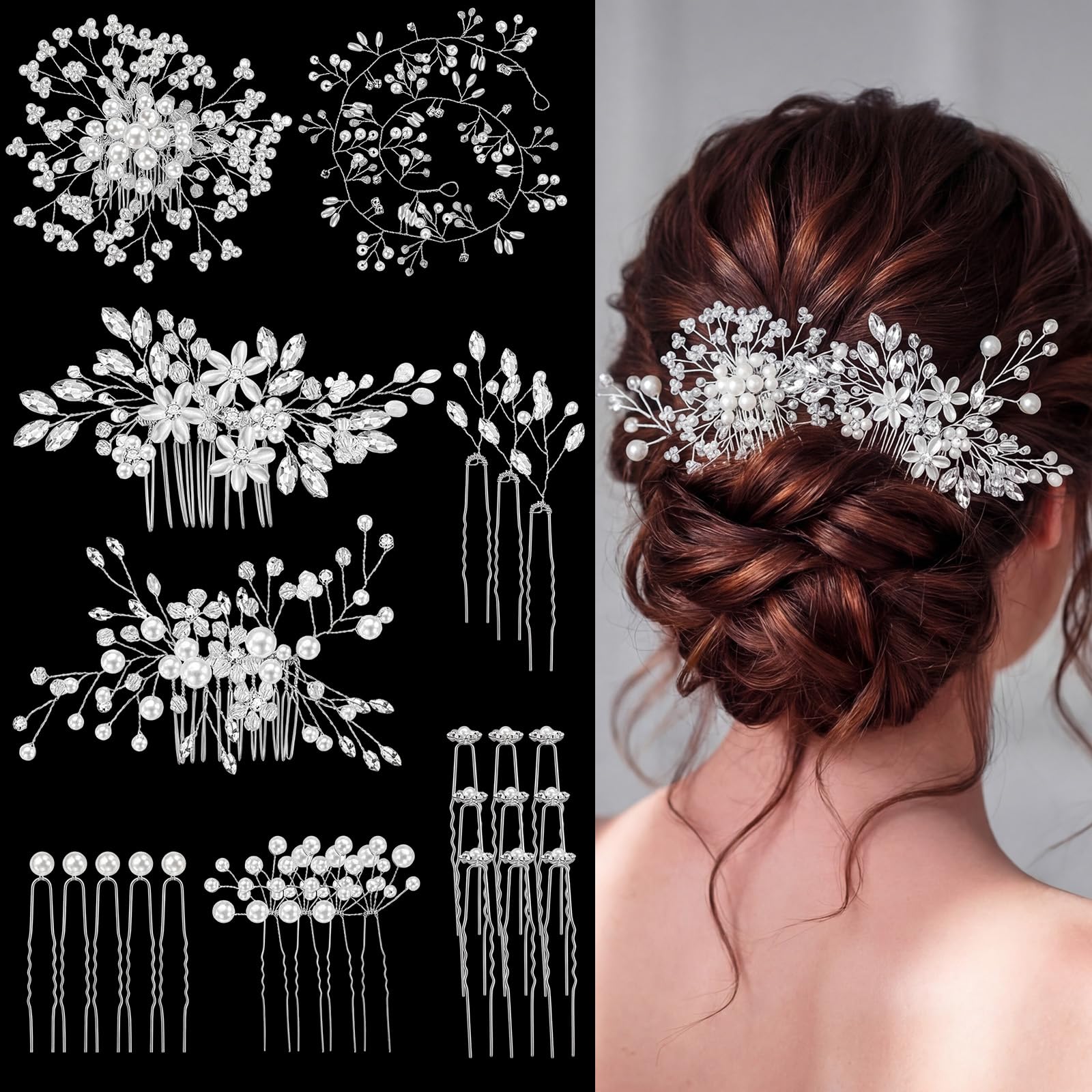 Peignes cheveux mariage pas cher accessoire mariée perles - 8