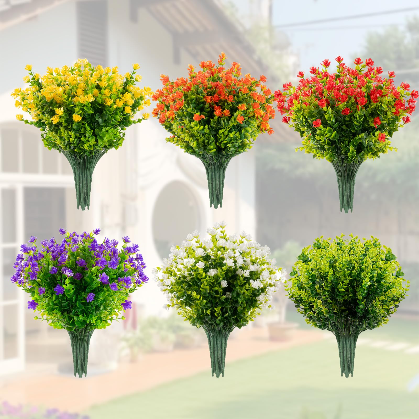10 Fiori Finti Da Esterno Boic - Decorazioni UV Resistenti Per Giardino E Casa, Colore Bianco - Foto 5