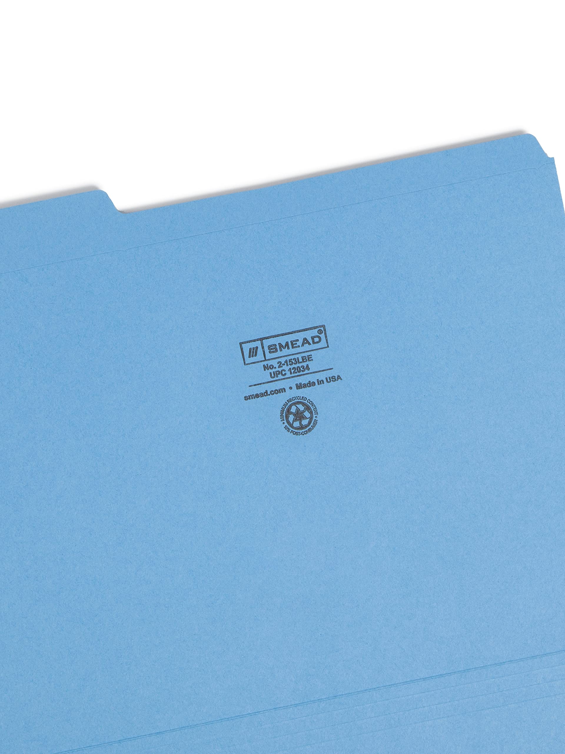Smead Colored Folders Reinforced Tab Letter Blue Plastica Blu cartella