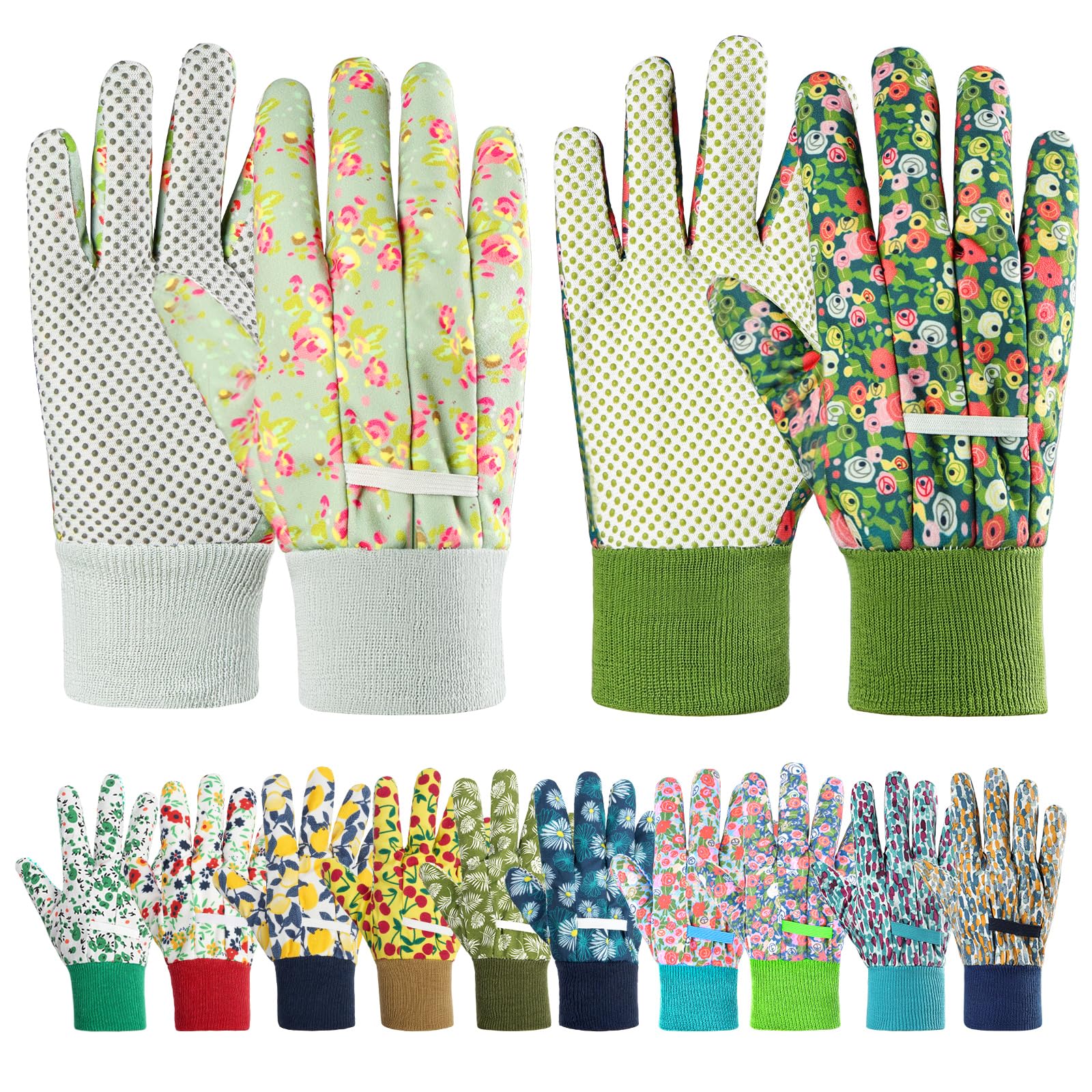 Ainiv Floral Gardening Gloves for Women/Ladies, Non-Slip Garden Work Gloves,Breathable Yard Work Glove Light Working Gloves