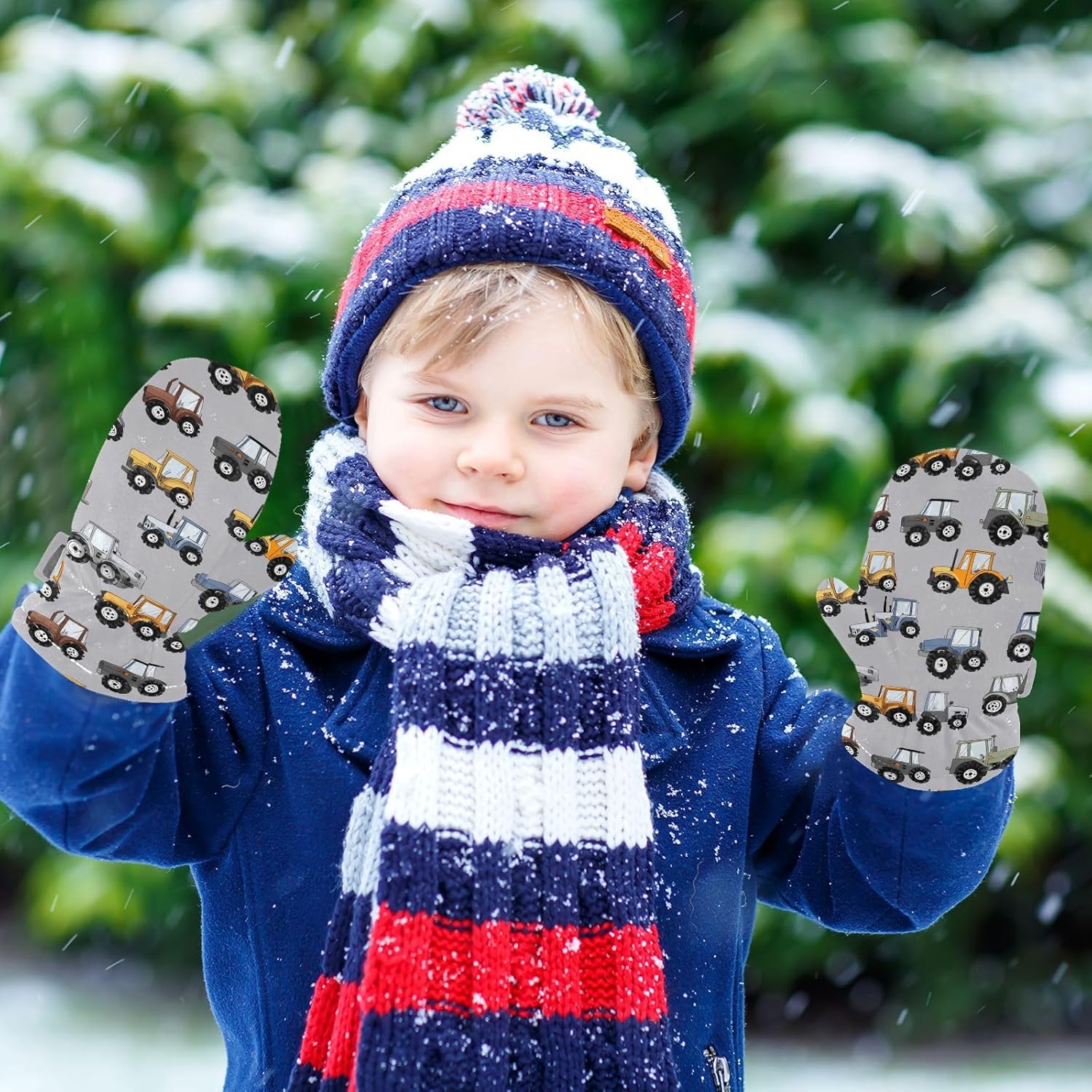 Plaaee Early 1990s Pattern Kids Glove Warm Mitten Winter Favor for Toddler Boys and Girls Children Cold Weather Gloves - Image 6