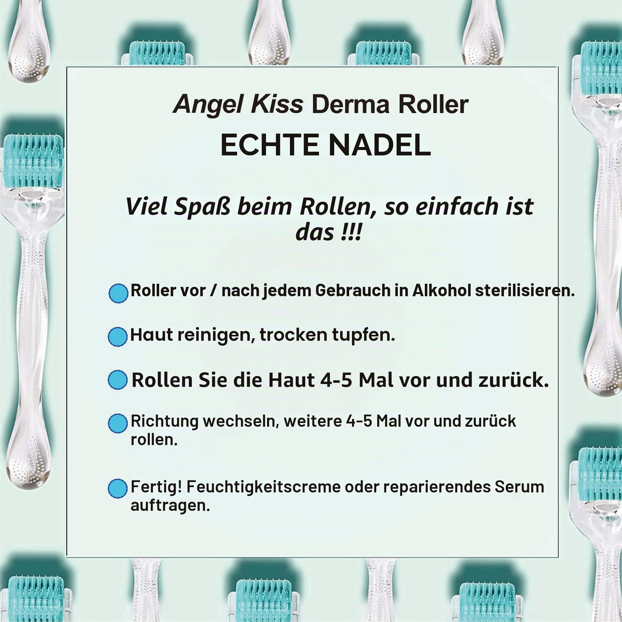 Angel Kiss Derma roller 0,5-192 ECHTE NADELN, Professionelles Microneedling Roller für Hautpflege für Mann Frau zuhause, Bartroller Needling Roller für kopfhaut Haare Gesicht &Körper