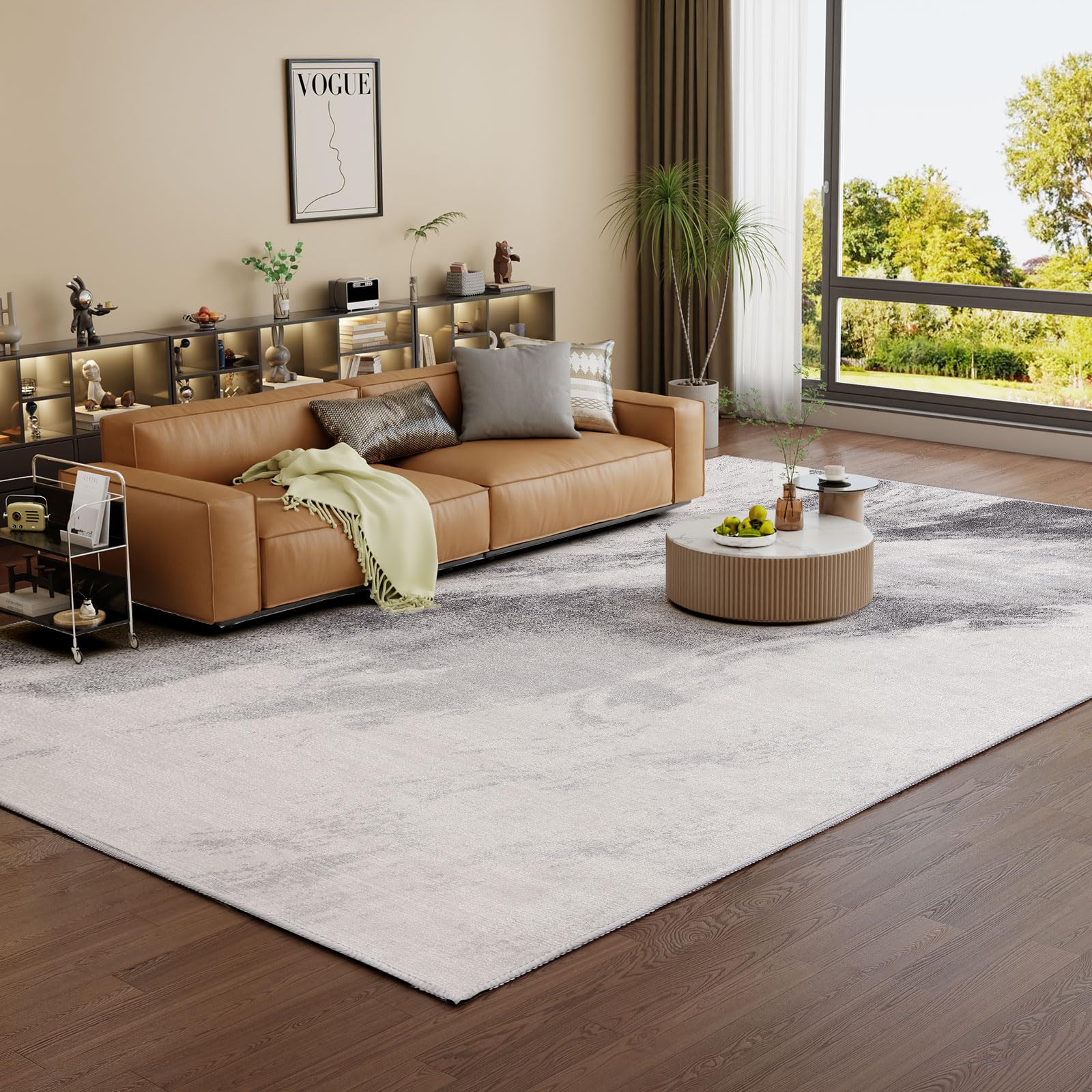 Vamcheer Tappeto Salotto Pelo Corto - Astratto Design Moderni Tappeti Soggiorno,Tappeto Camera da Letto lavabile,Decoration salon y casa, Tappeti Grandi Antiscivolo Morbido,Grigio chiaro 200x300 cm