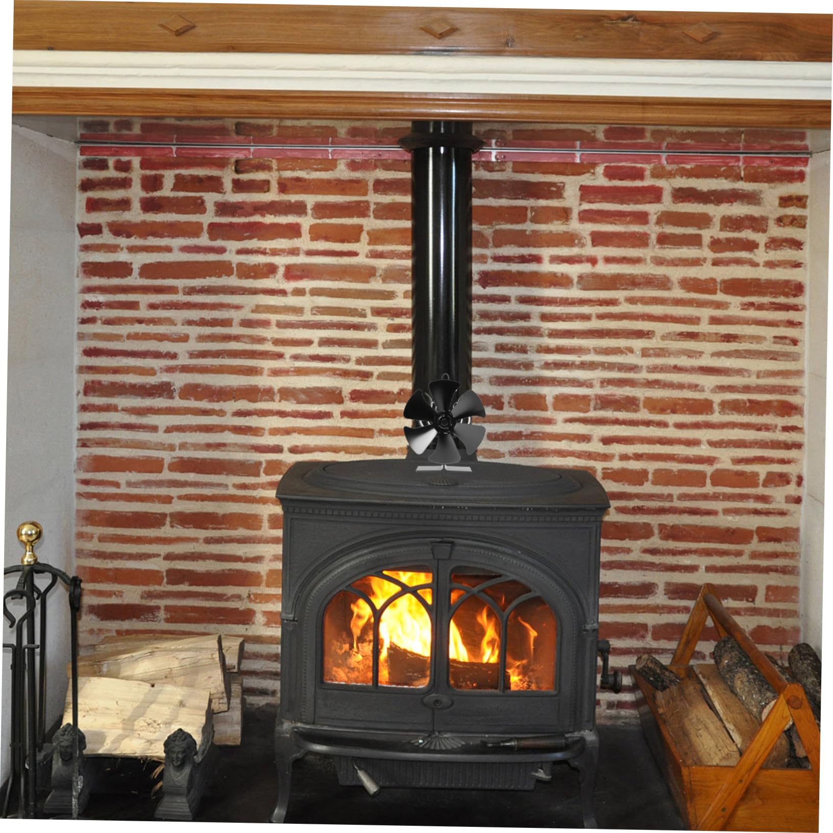 PRETYZOOM 2 Ventiladores Térmicos Para Estufas Quemadores De Leña De Aluminio Negro