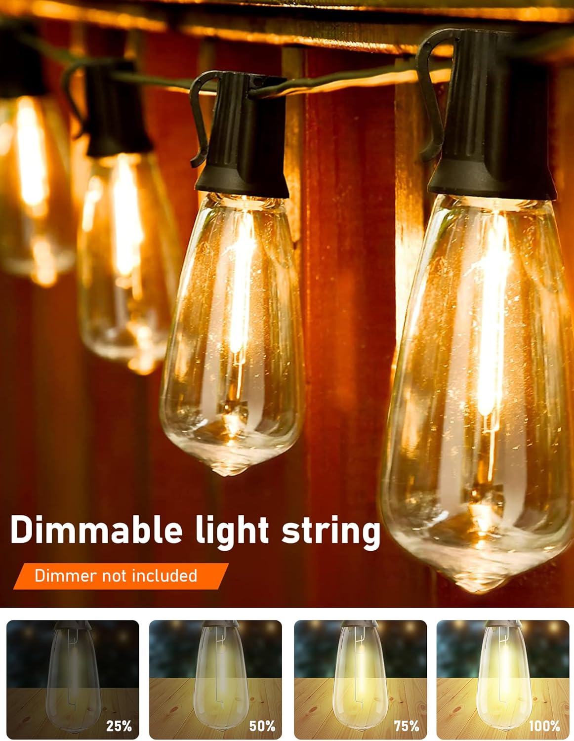 10 Pack Vintage LED Edison Bulb, ST40 Replacement Bulbs, E17 Led Light Bulbs for Outdoor Patio String Lights, Ceiling Fan, Chandelier, 2700K Warm White