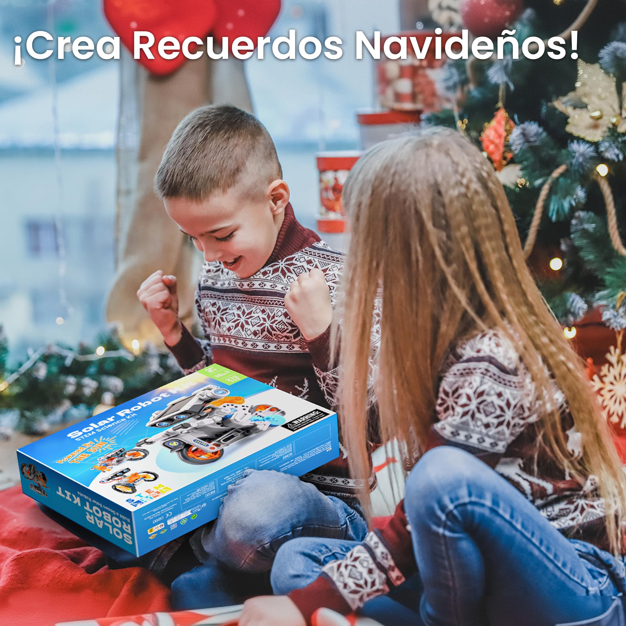 VEPOWER Kit Solar Robot, Technic 15 en 1 Robot Juguetes Niños, Stem Kit de Montaje Robótico Accionamiento Dual Solar y de Batería,Regalo Niño 8 9 10 11 12 Años (212 Piezas)