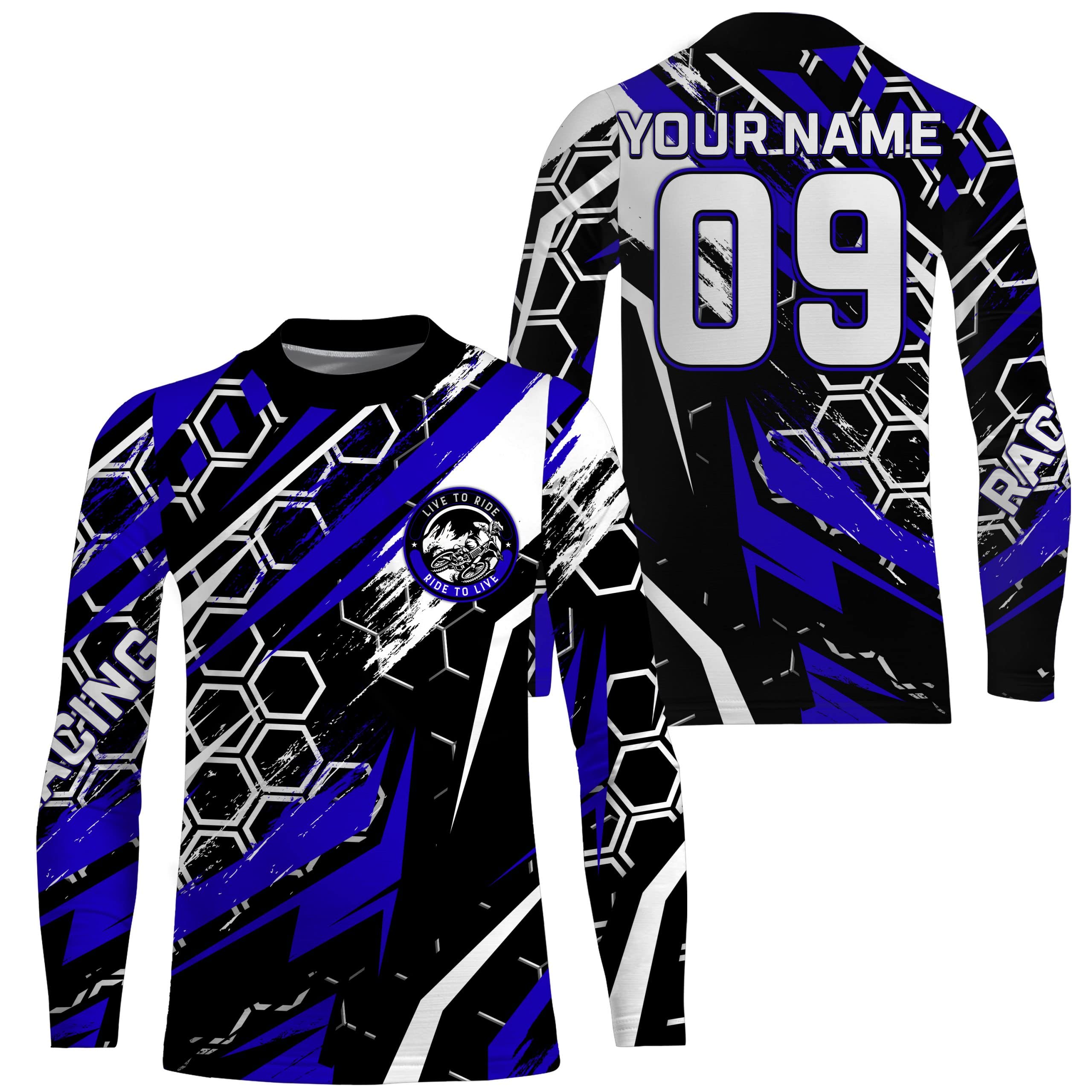 Custom Number Motocross Racing Jersey Adult&Kid Dirt Bike Live to Ride Off-Road UPF30+ MX Shirt PDT182