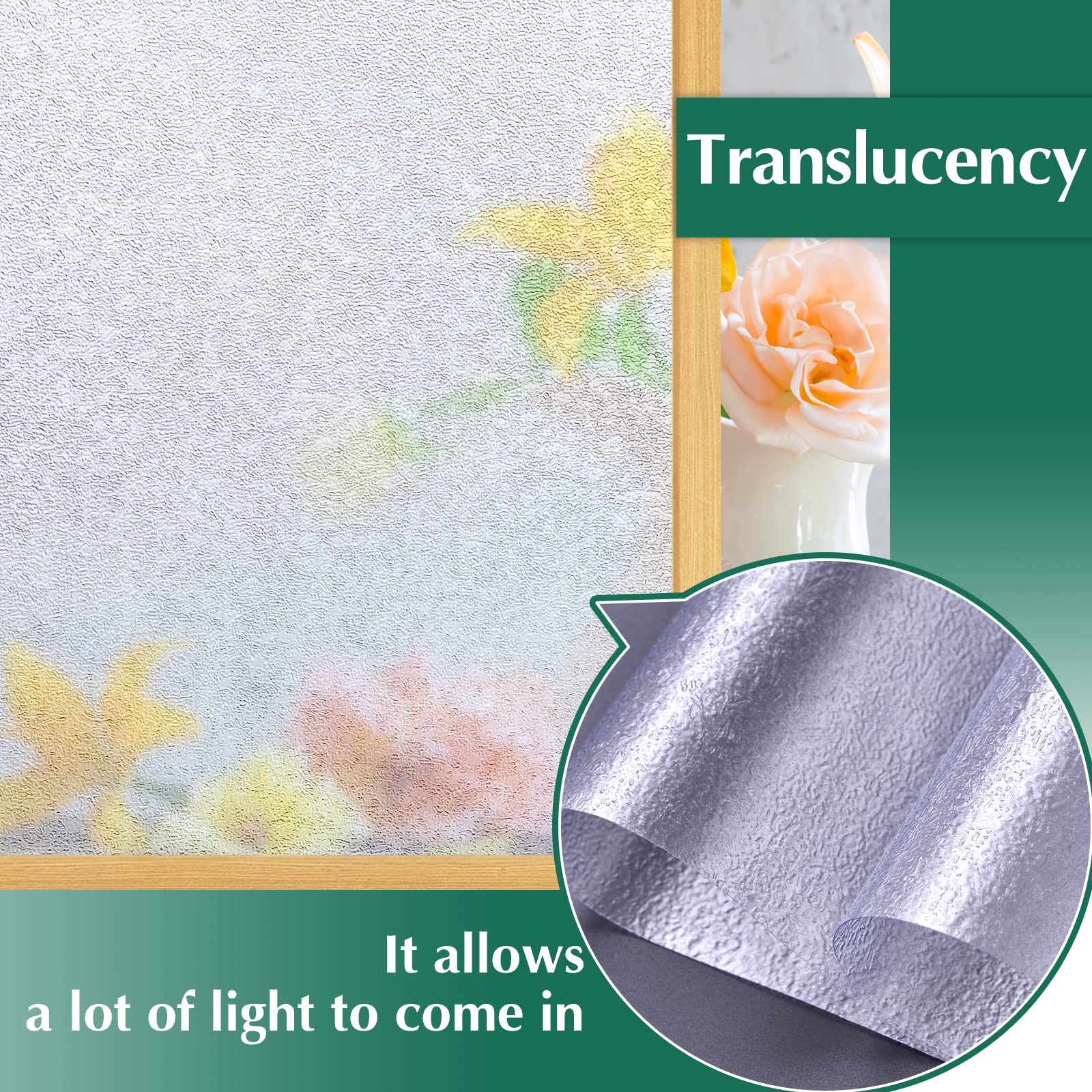 Coavas Frosted Window Privacy Film: Crystal Glass Film, No Glue Static ...
