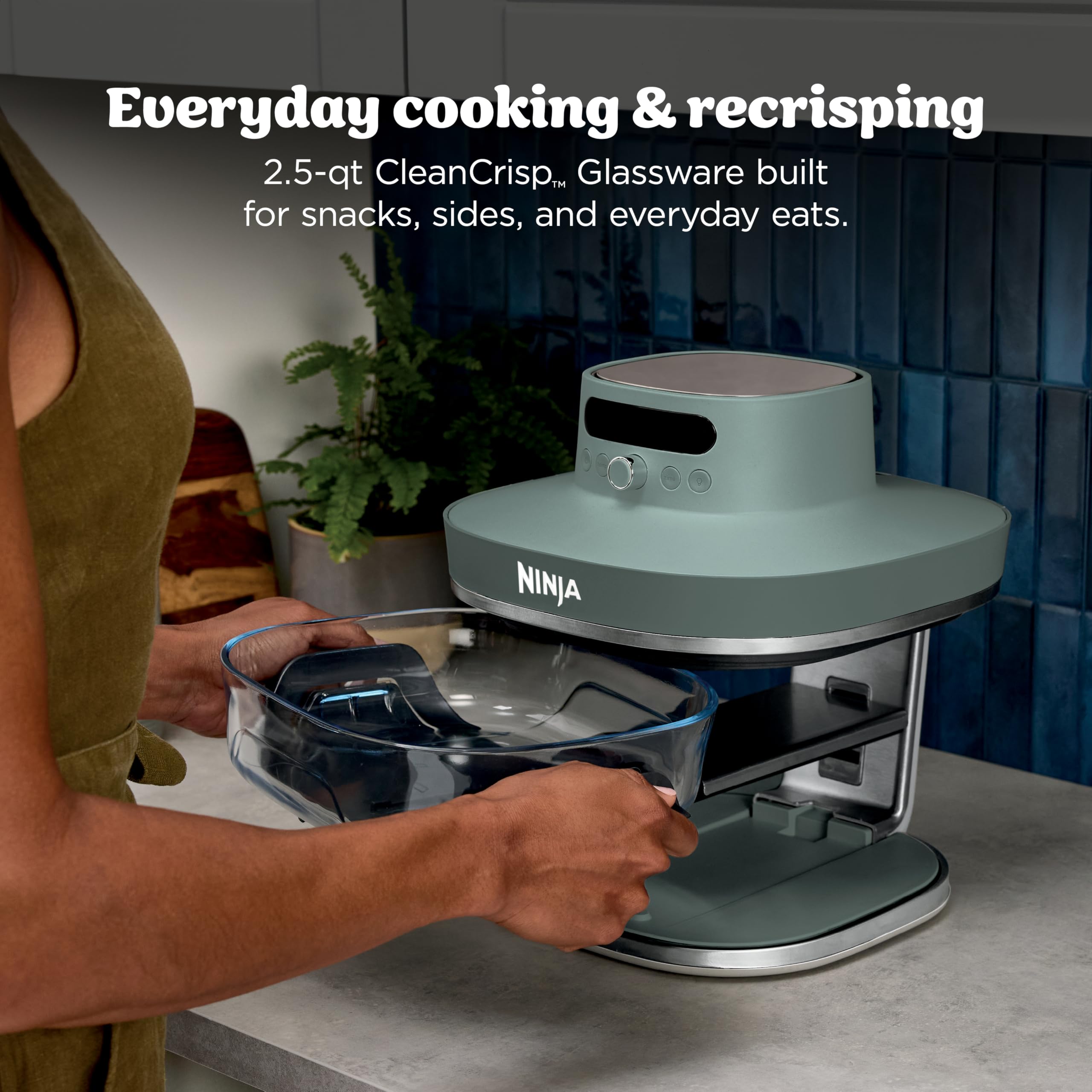 Ninja Crispi Pro 6-in-1 Glass Air Fryer | 6qt & 2.5qt Glass Containers with Storage Lids | Non-Toxic | Meal Prep, Microwave, Freezer & Dishwasher Safe | Air Fry, Bake & More | Ash Grey | AS101DG