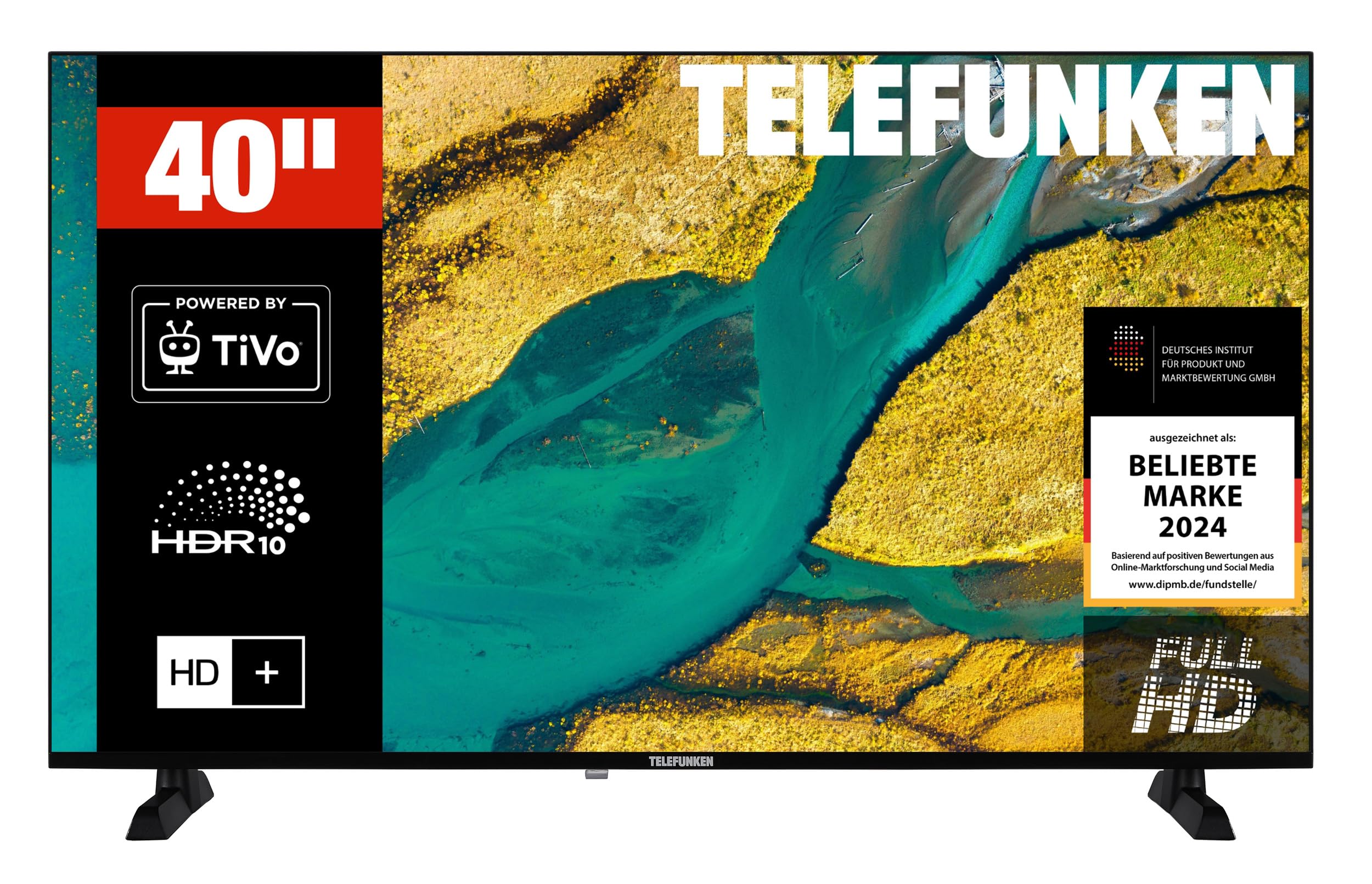 TELEFUNKEN XF40TP900S Fernseher 40 Zoll Smart TV Powered by TiVo Full HD, HDR TV mit Triple-Tuner und 6 Monate HD+ inkl., LED Fernseher (2026)