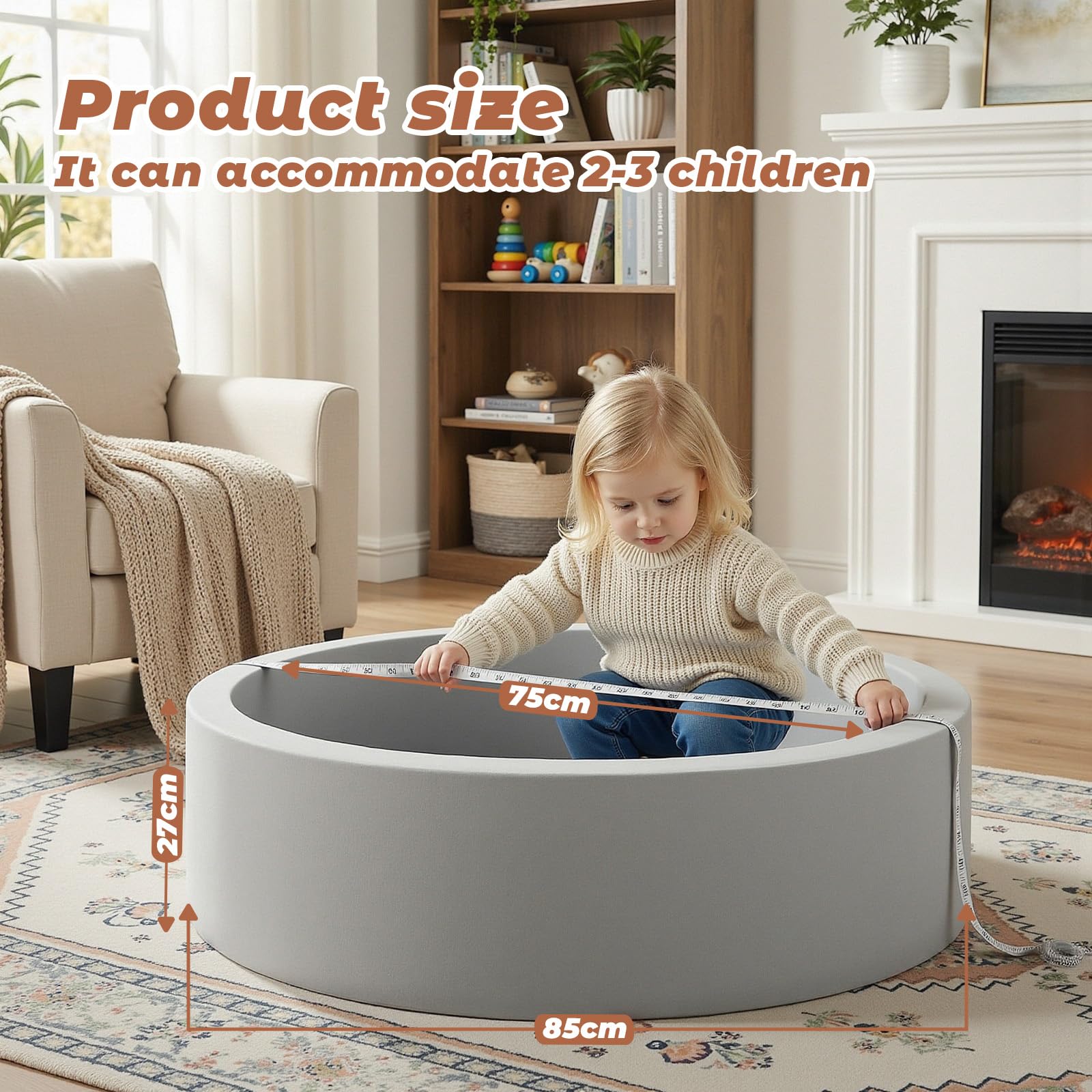 Wilwolfer Ball Pit for Toddlers: Foldable Baby Ball Pit, Round Soft Play Ball Pool, Foam Ball Pit For Baby, Soft Memory Foam - Image 4