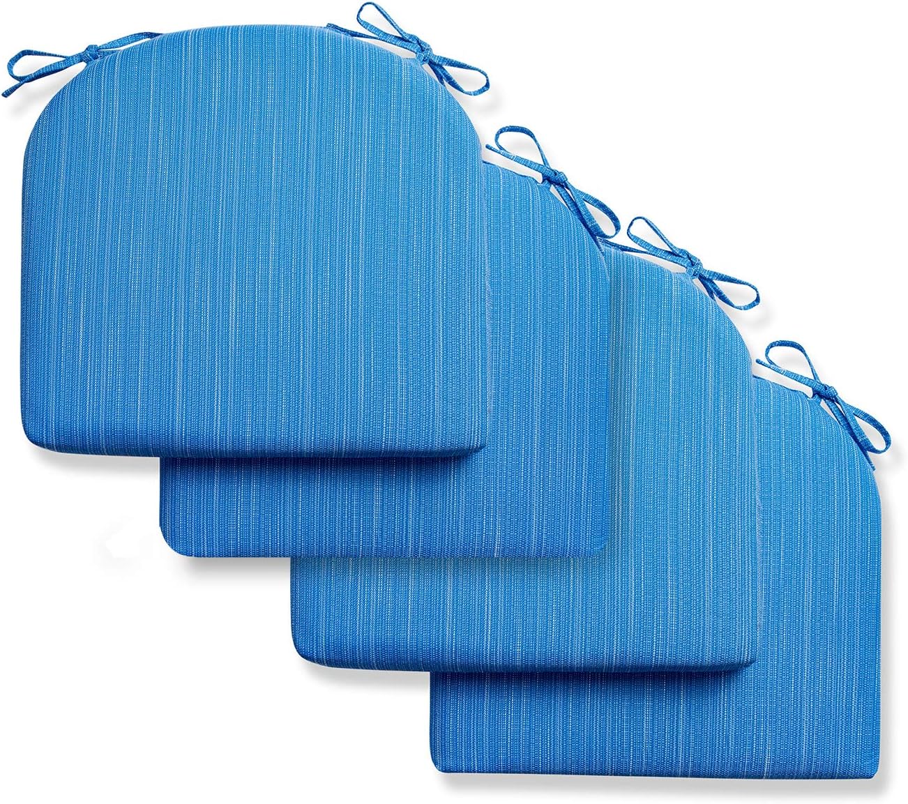 LOVTEX Patio Indoor Outdoor Furniture Cushions Water-Resistant Chaise Lounge Chair Bench Cushions Blue Jacquard Round Corner Seat Cushions 4 Pieces,17