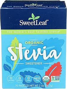 SweetLeaf Organic Stevia Sweetener, 70 Count