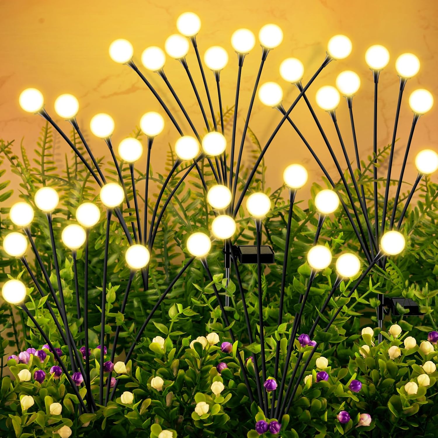 Solar Lights Outdoor Waterproof, 4 Packs 32LED, Solar Garden Lights, Patio Lights, Garden Decor, Patio Decor, Firefly Lights Solar Outdoor, Christmas Lights Outdoor, Unique Gifts for Women
