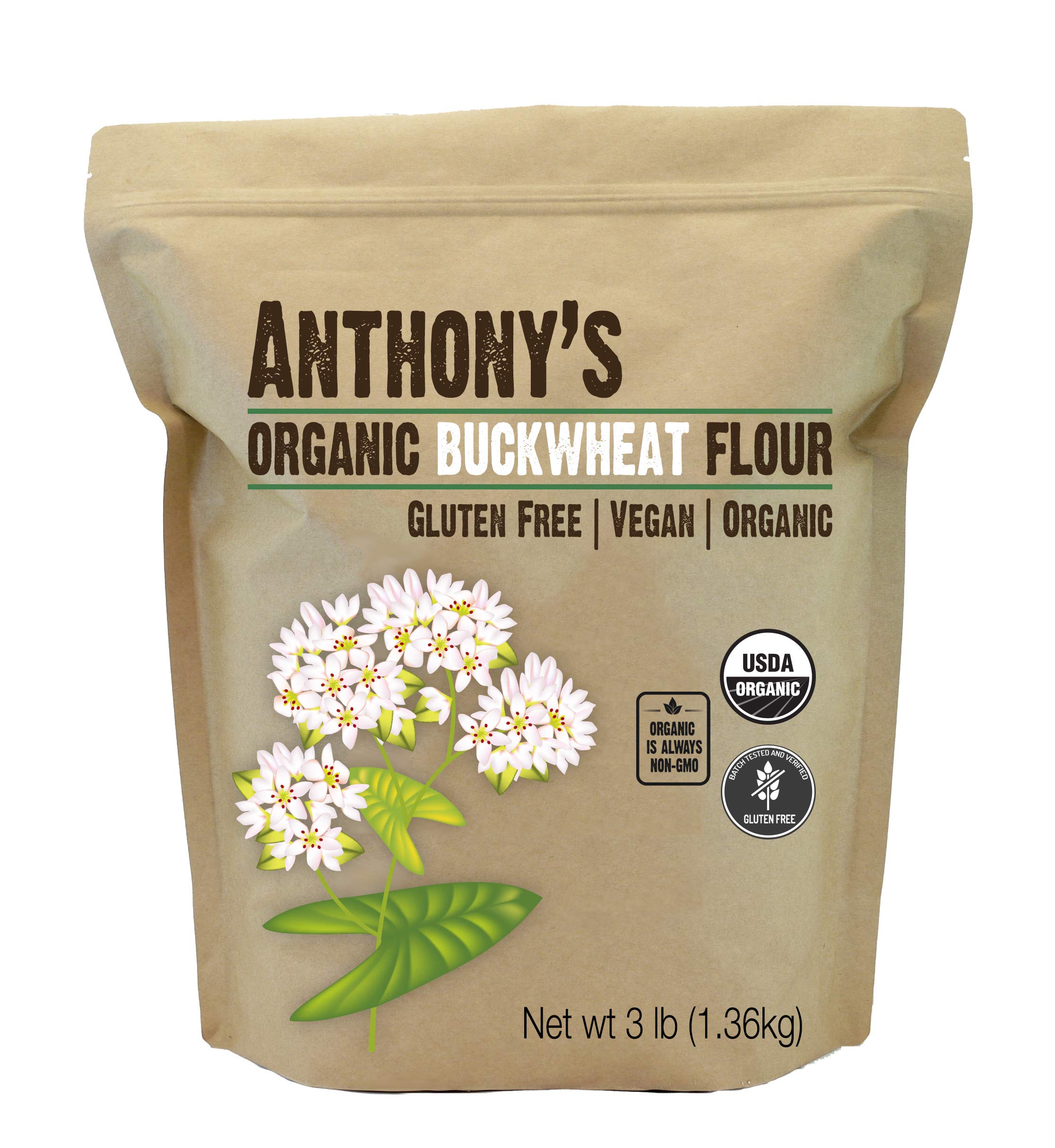 Buy Anthony's Organic Buckwheat Flour, 3 lb, Grown in USA, Gluten Free