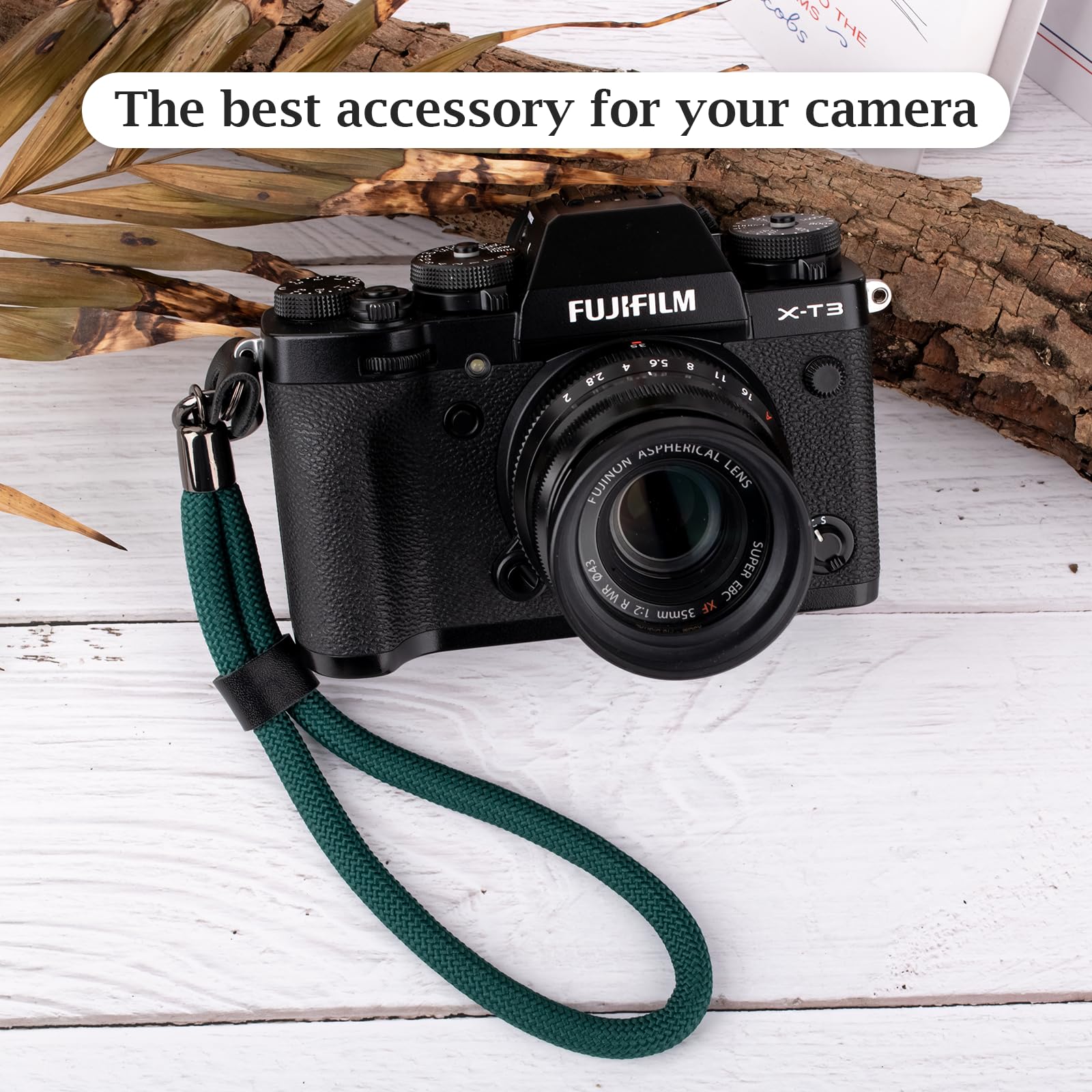 VOVMOEYA Dragonne d'appareil photo compatible avec Fujifilm XT5 XH2S Nikon Z30 Z50 Canon EOS R6 R10 R50 Sony A6700 A6400 A6000 A7C II A7IV DSLR Noir