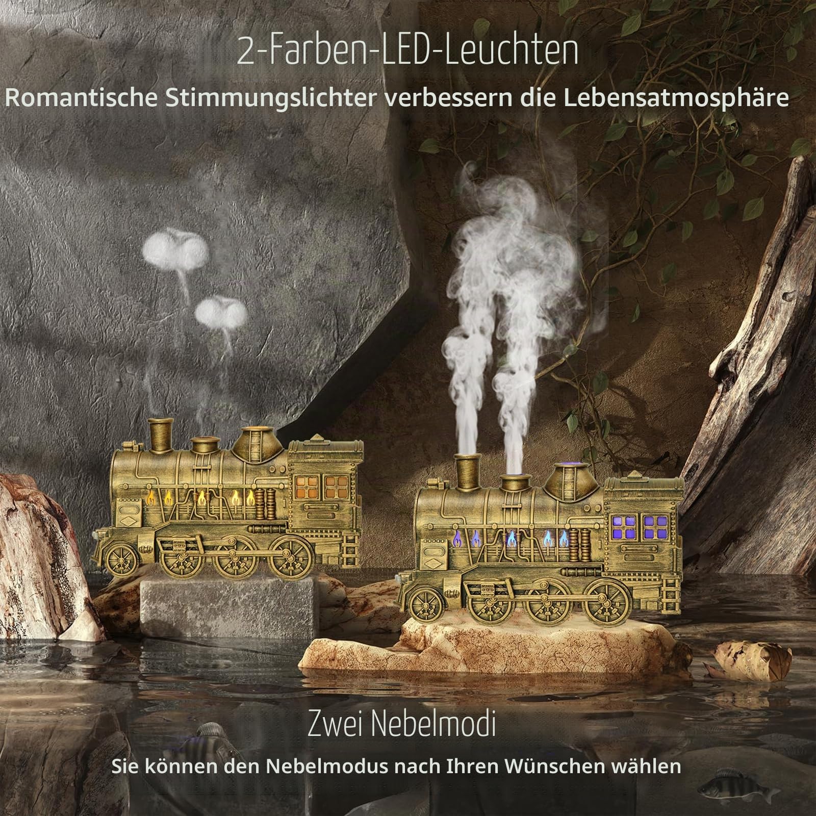 Aroma Diffuser, 300ml Ultraschall Duftöle Diffuser Luftbefeuchter für Ätherische Öle, mit Fernbedienung, 2 Timer, Auto Shut-Off, 2 Farben LED, Zwei Sprühmodi, Super Leise,Messing