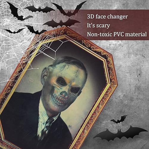 Miniatura 3 de 52 piezas de decoración de Halloween 3D cambiante de cara de terror para fotos en movimiento con murciélagos 3D, calcomanías de decoración de