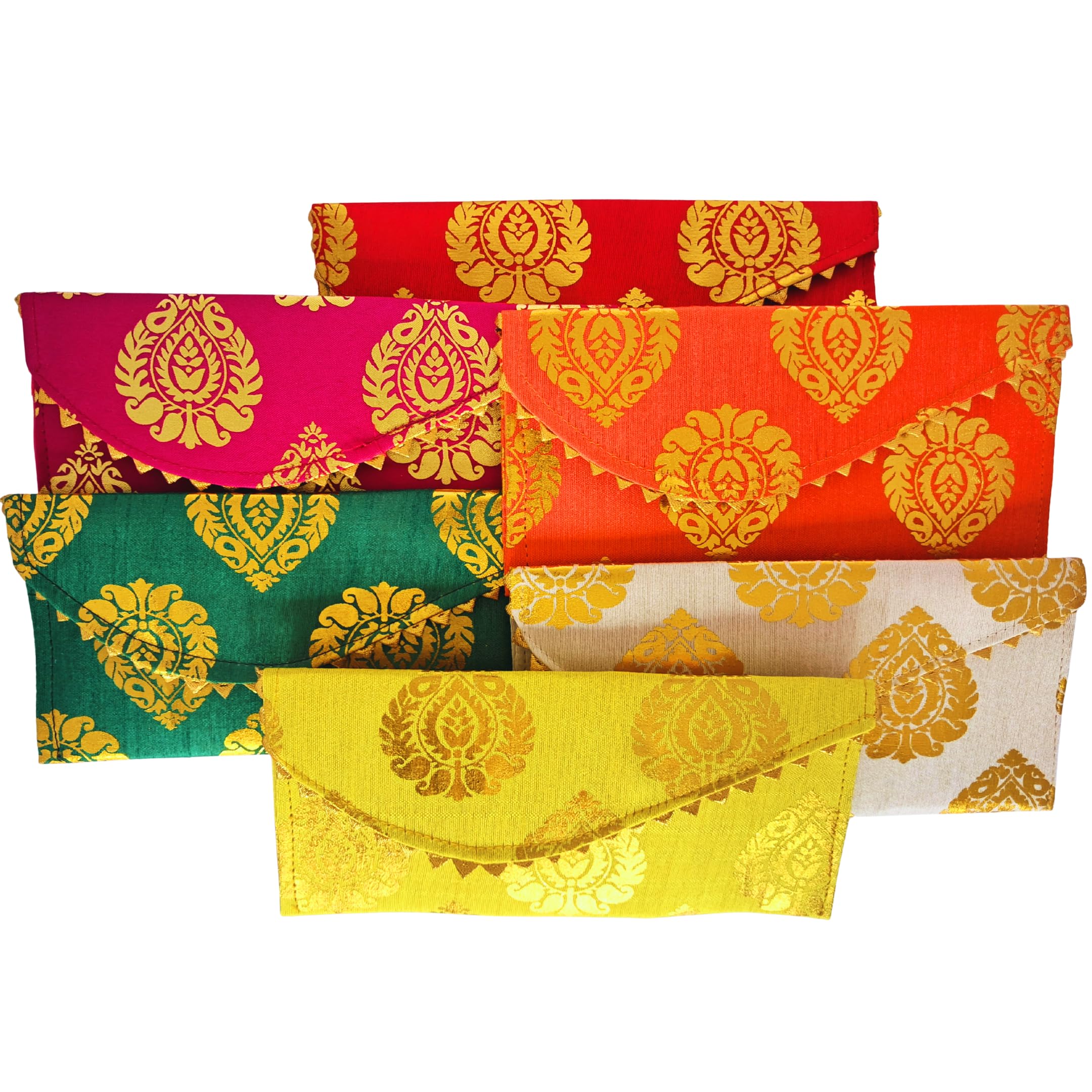Jagriti Shakti Raw Silk Fabric Printed Money Gift Envelopes/Money Shagun Cash Envelopes for Weddings,Marriages, Birthdays/Return Gifts for Women (Pack of 5)-image-49