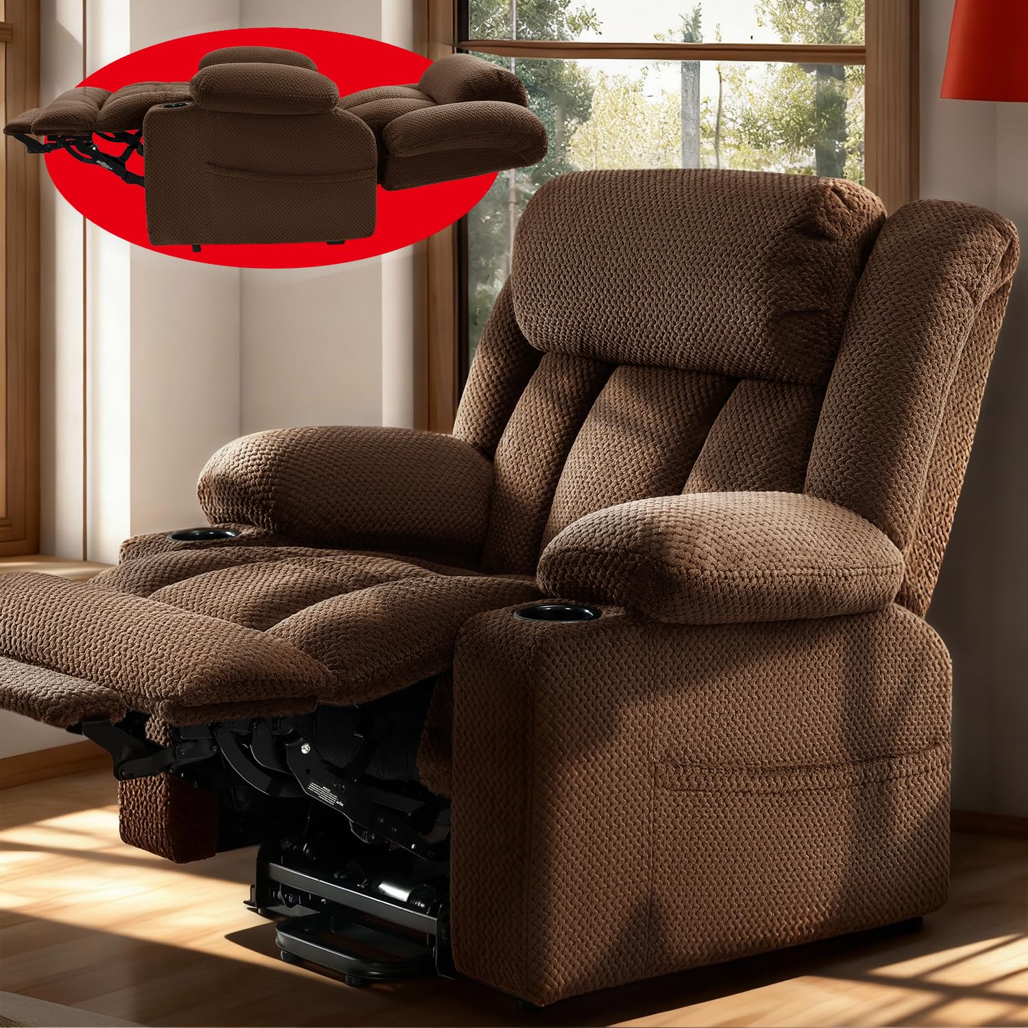 Cfvyne Triple Motor Lift Recliner Deep Brown