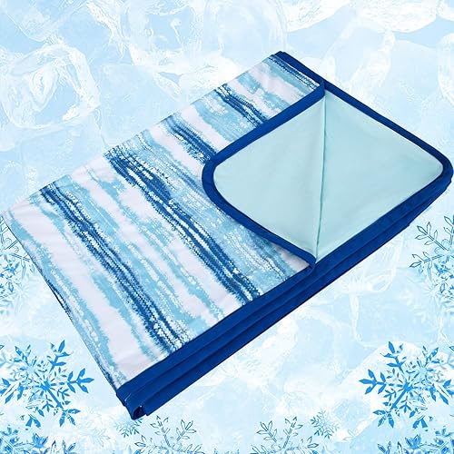 Miniatura 2 de Manta refrescante de bambú azul marino, efecto doble cara, manta de verano frío para personas que duermen con calor, japonesa Q-max 0.5, fibra fría,