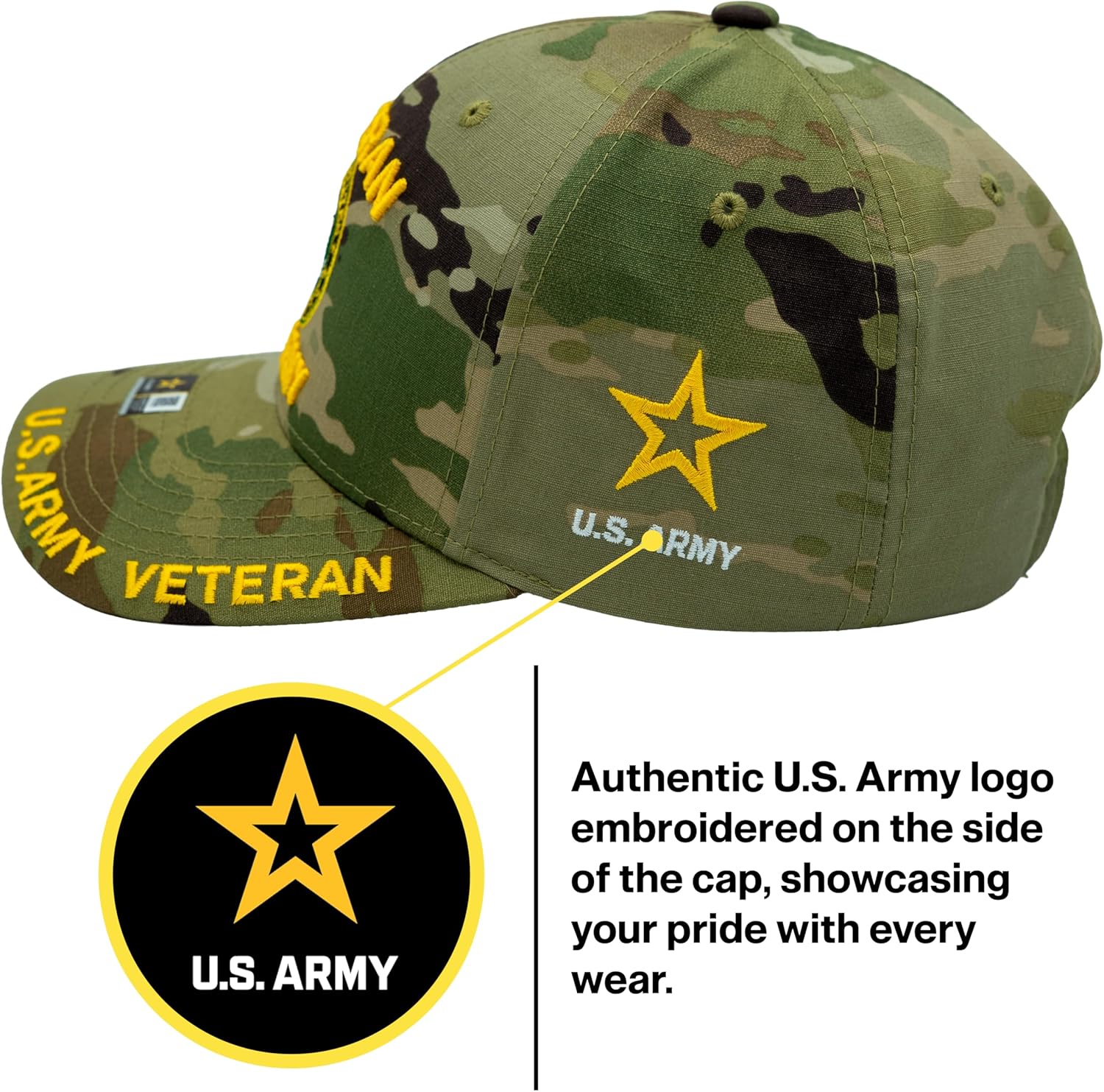 US Army Veteran Hat for Men Official Licensed Military Veterans Embroidered Patch Design Army Seal Adjustable Baseball Cap - Image 4