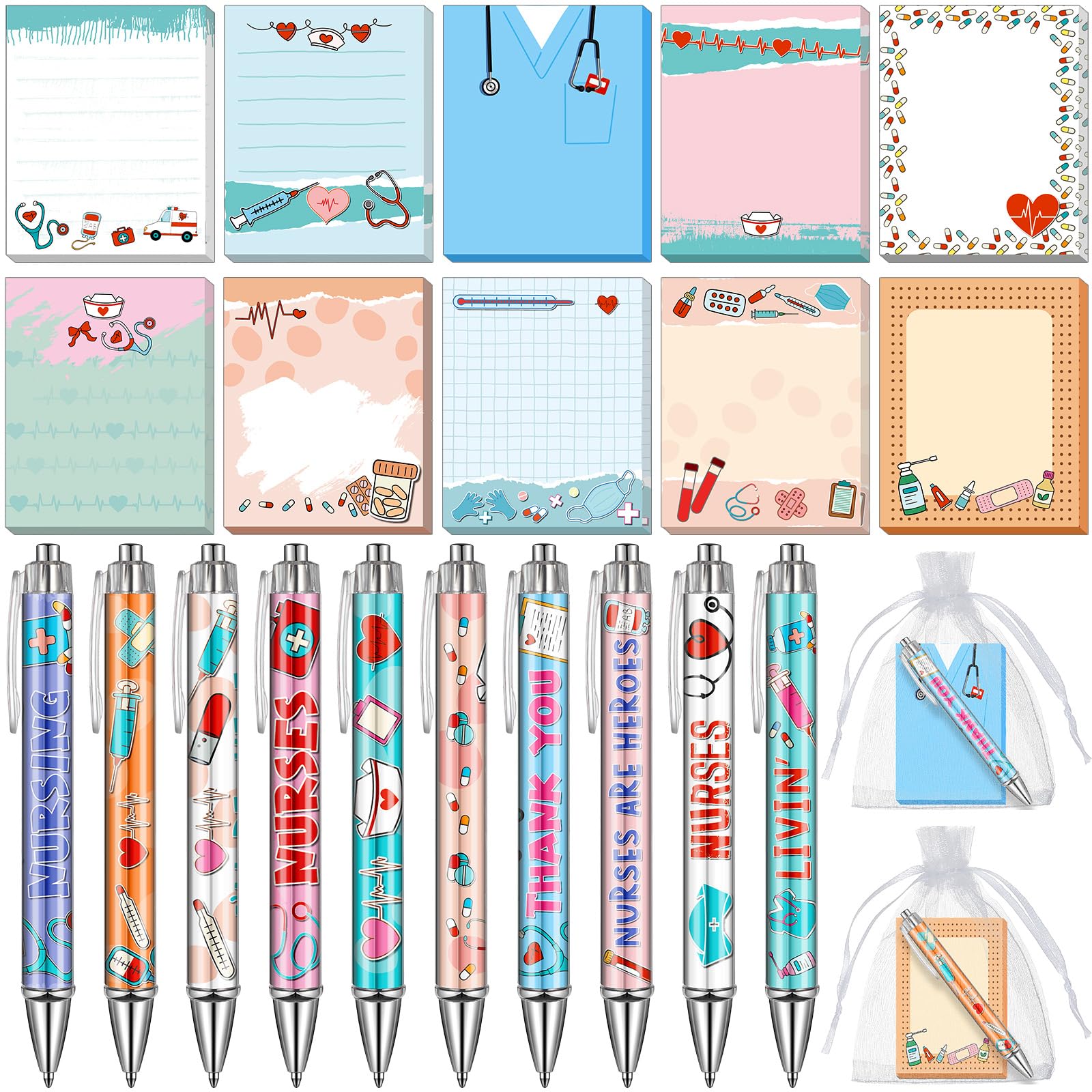Moinchore 90-teiliges Geschenk-Set für Lehrer, Haftnotizen, Stifte, Taschen, Krankenschwester