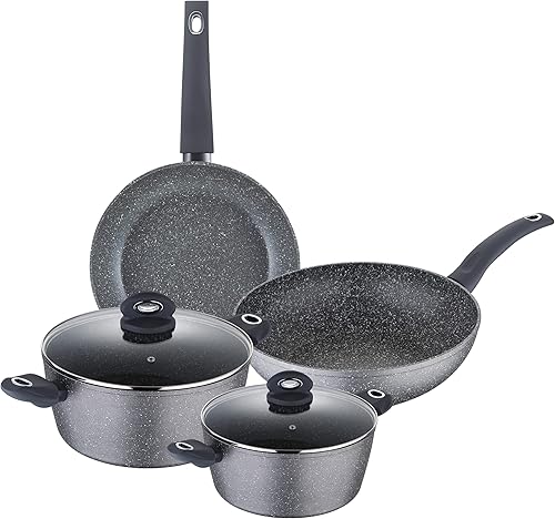 BERGNER - Juego de utensilios de cocina de inducción de aluminio forjado, 6 piezas, color gris